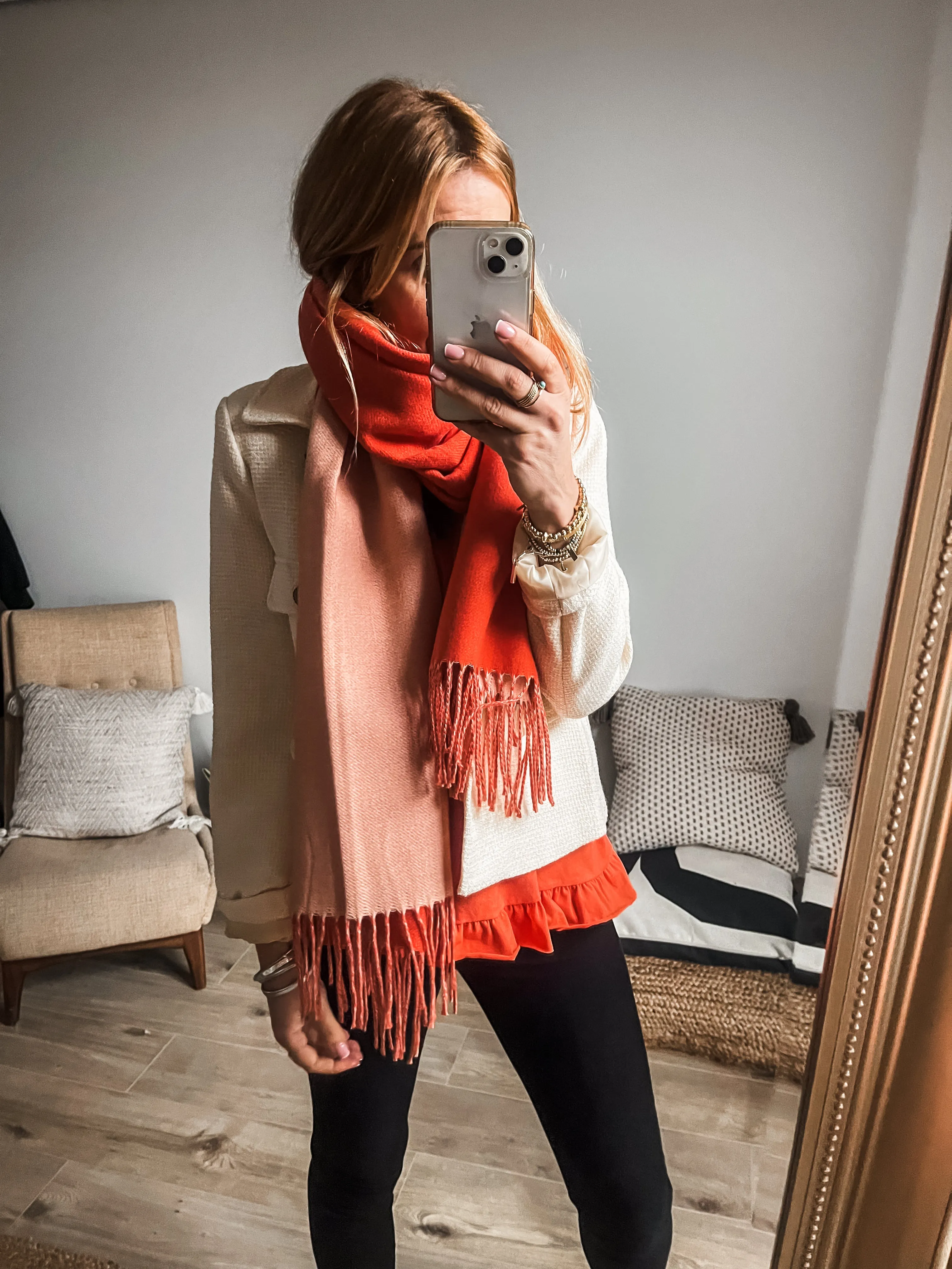 Cotton Cashmere Two-Tone Scarf