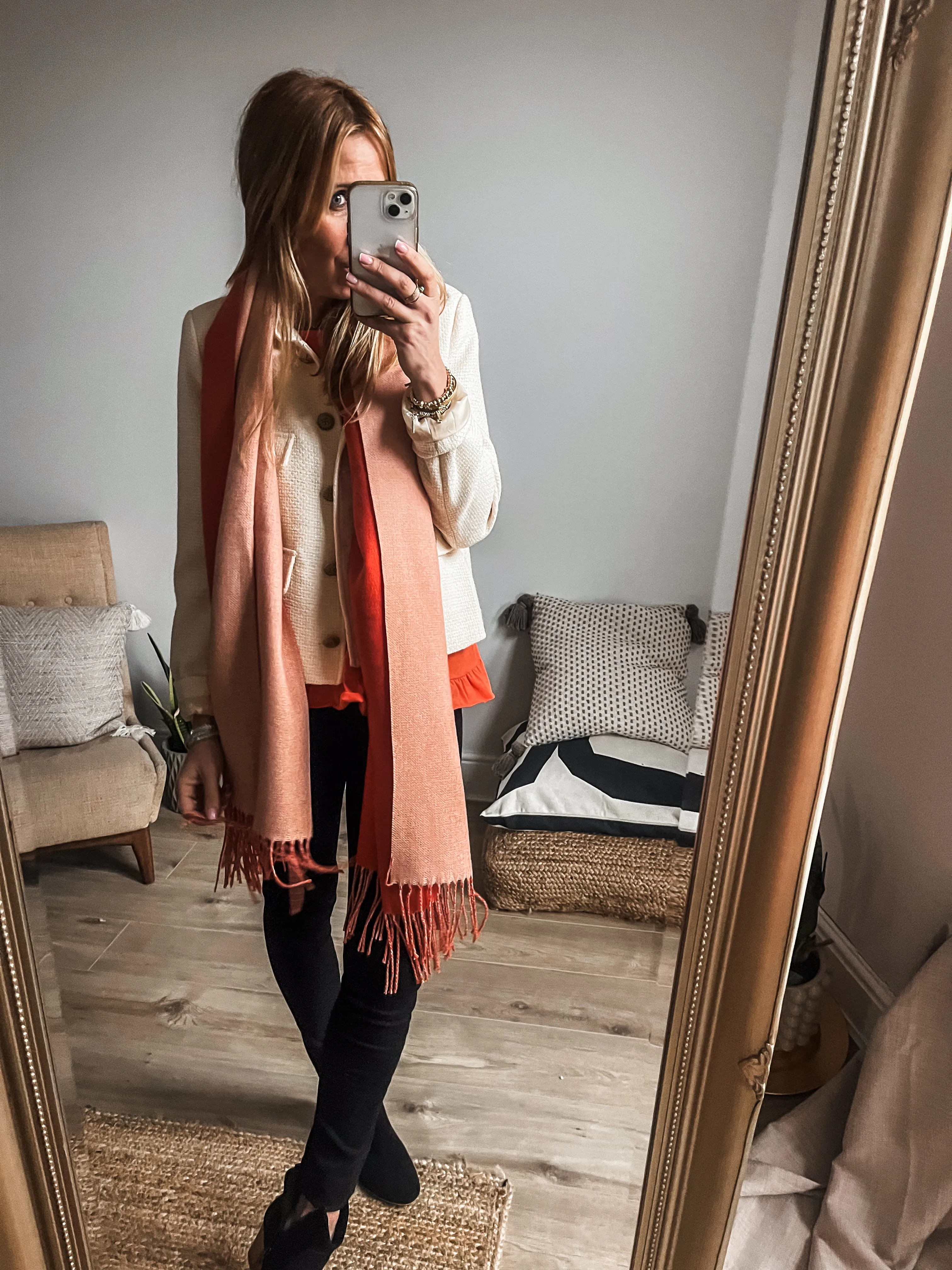 Cotton Cashmere Two-Tone Scarf