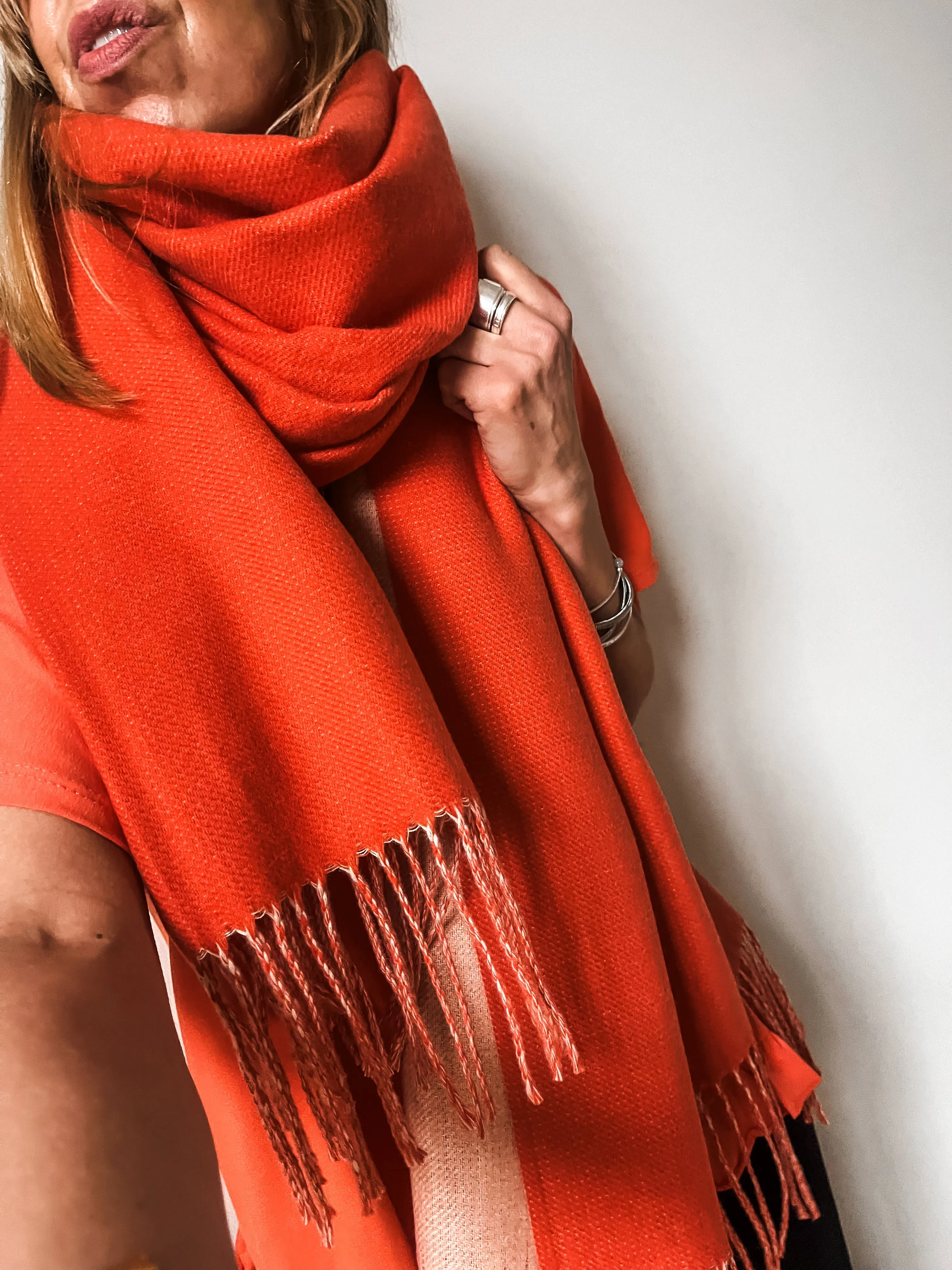 Cotton Cashmere Two-Tone Scarf