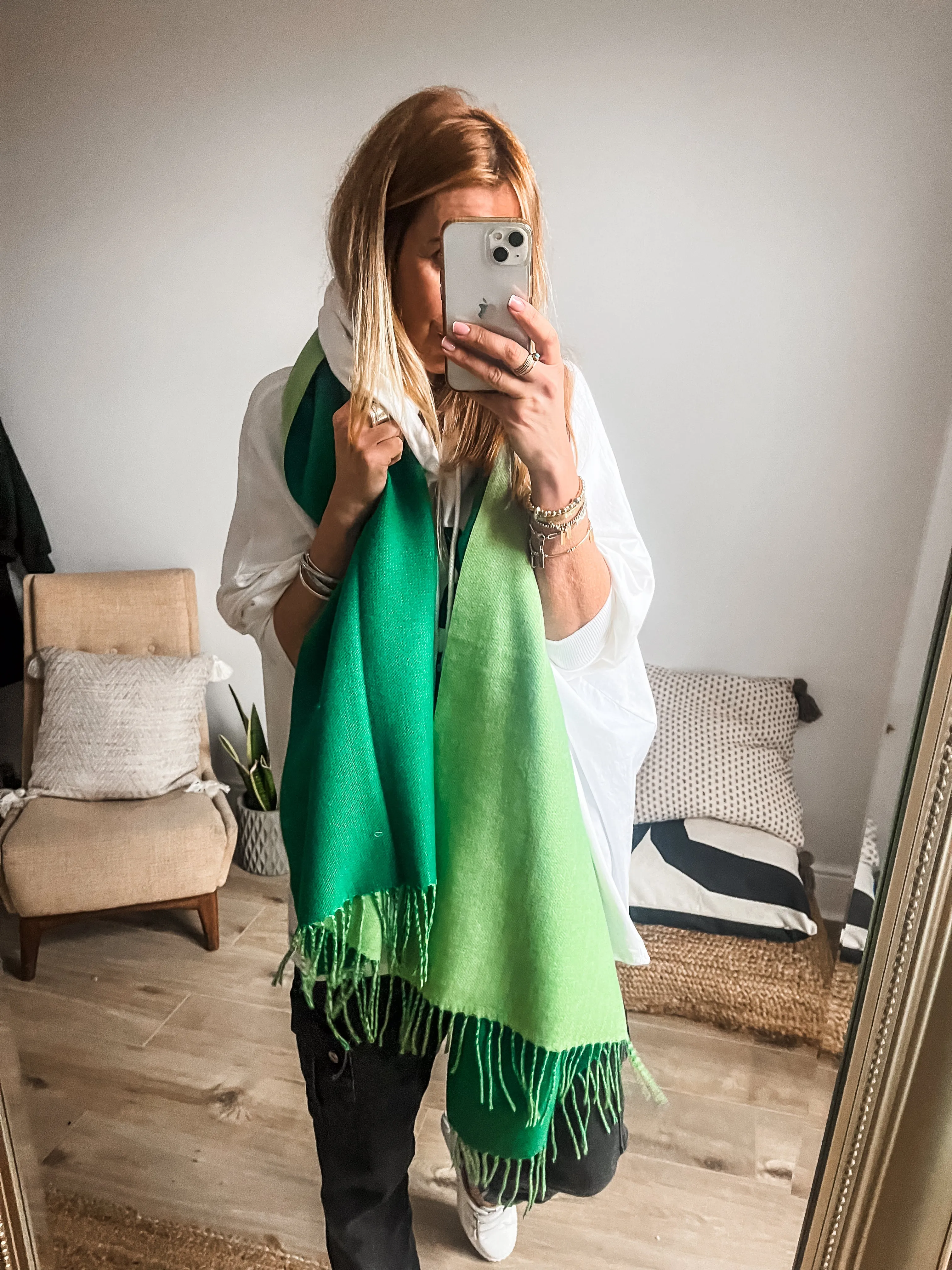 Cotton Cashmere Two-Tone Scarf