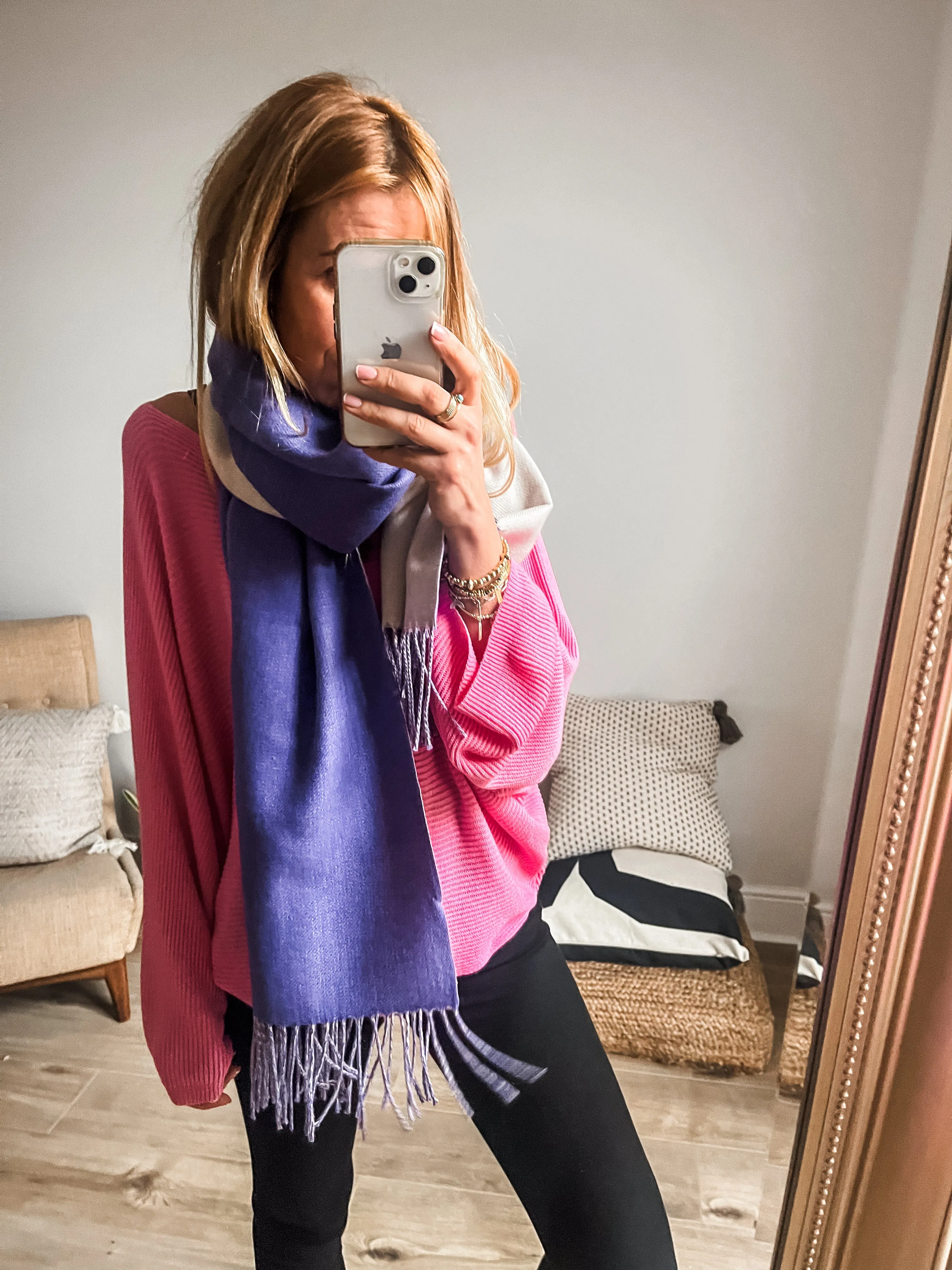 Cotton Cashmere Two-Tone Scarf