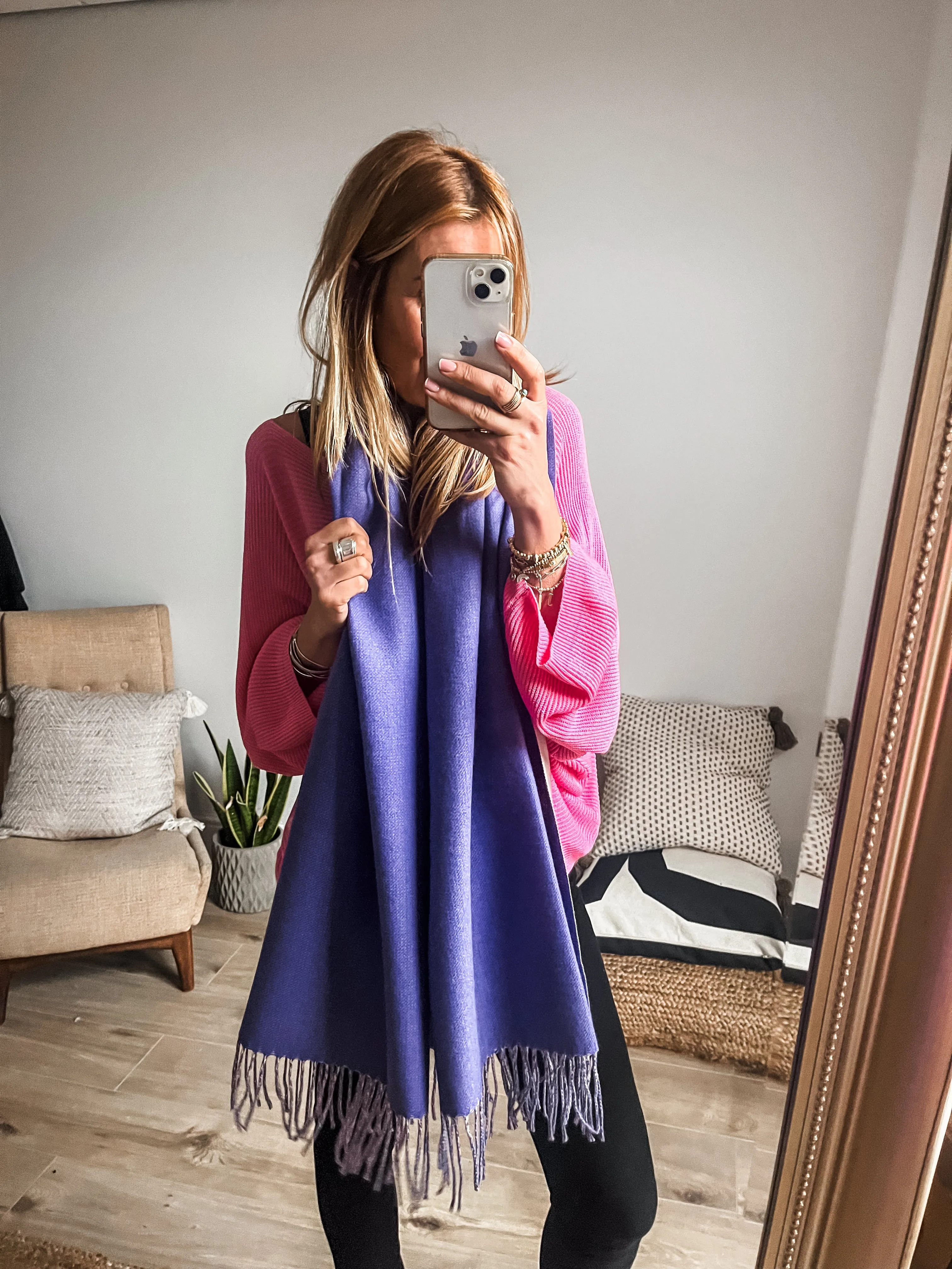Cotton Cashmere Two-Tone Scarf