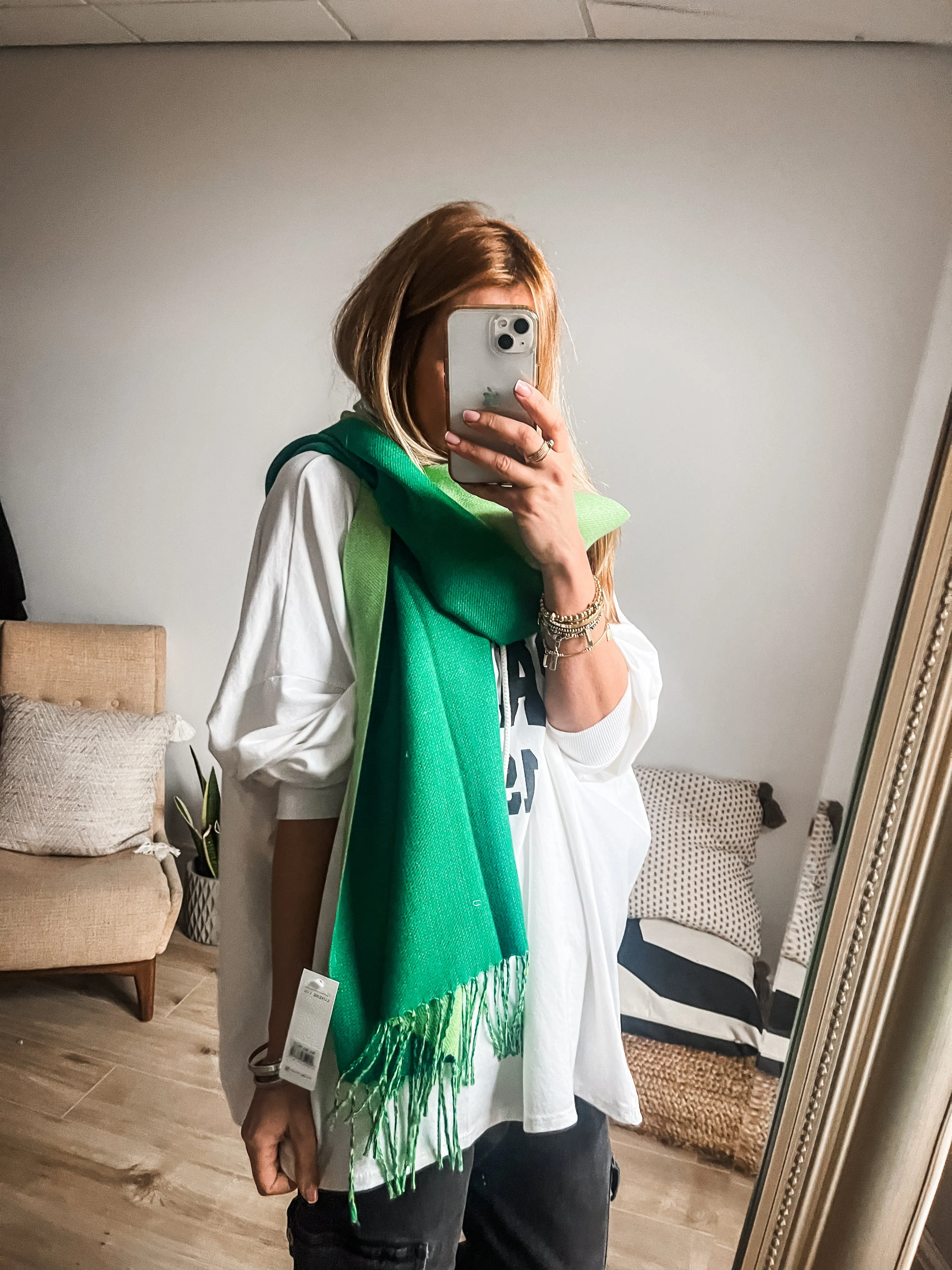 Cotton Cashmere Two-Tone Scarf