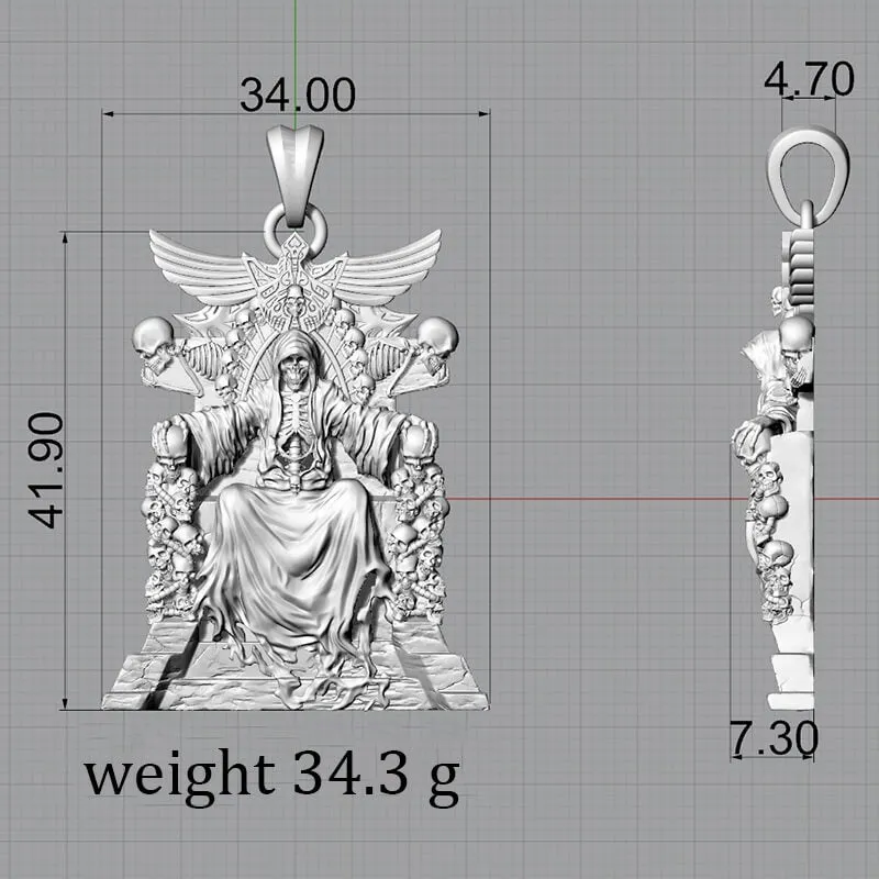 Death Regal Throne Sterling Silver Pendant
