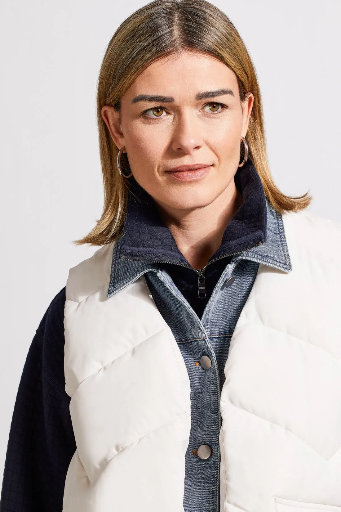 DENIM FOOLER VEST-Cream