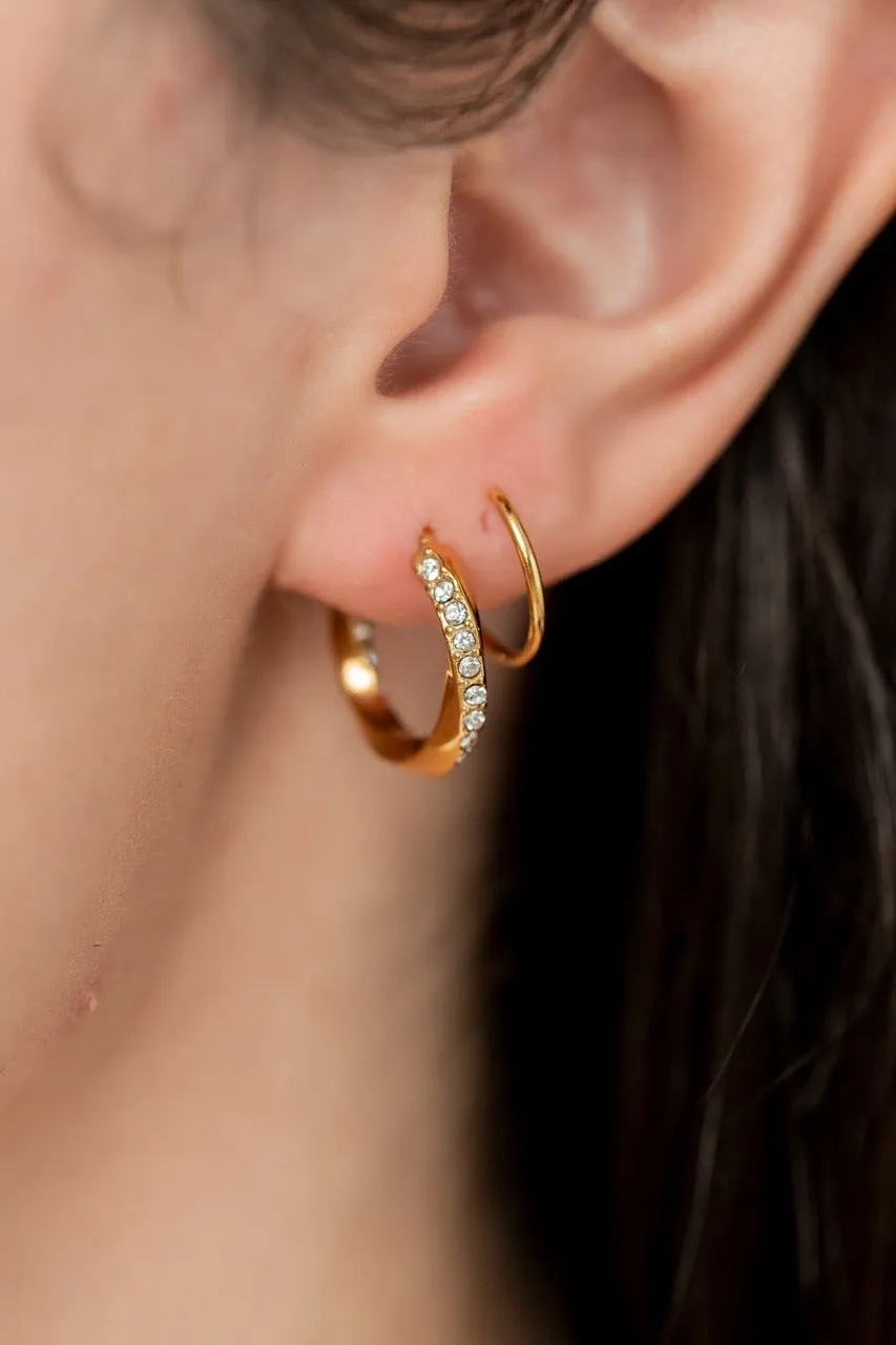 Diamond Wavy Double Twist Hoop
