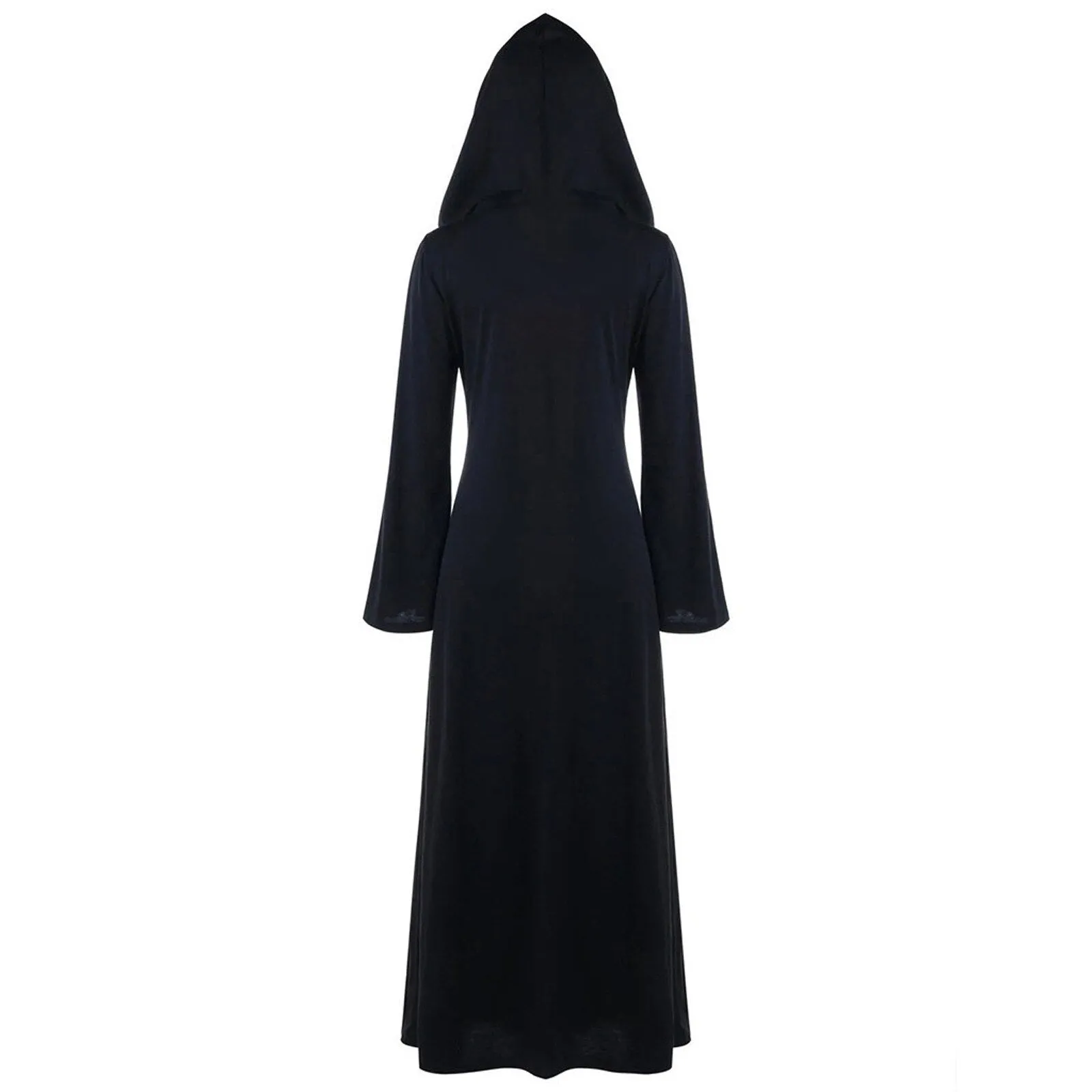 DressBetty - Retro Christmas Costume Plus Size Hooded Lace Up Patchwork Dress