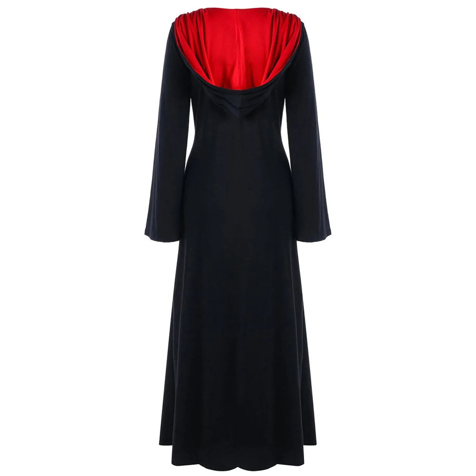 DressBetty - Retro Christmas Costume Plus Size Hooded Lace Up Patchwork Dress