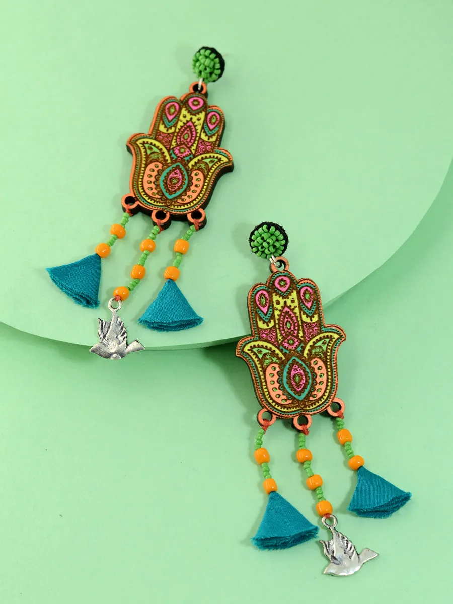 Fatima Handpainted Tassel Earrings