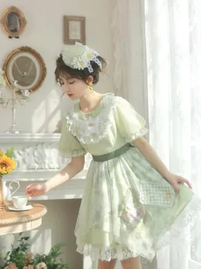 Forest Prince Mint Pastoral Lace Floral Doll Dress