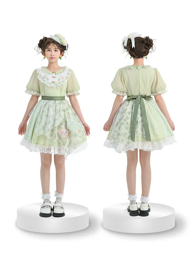 Forest Prince Mint Pastoral Lace Floral Doll Dress