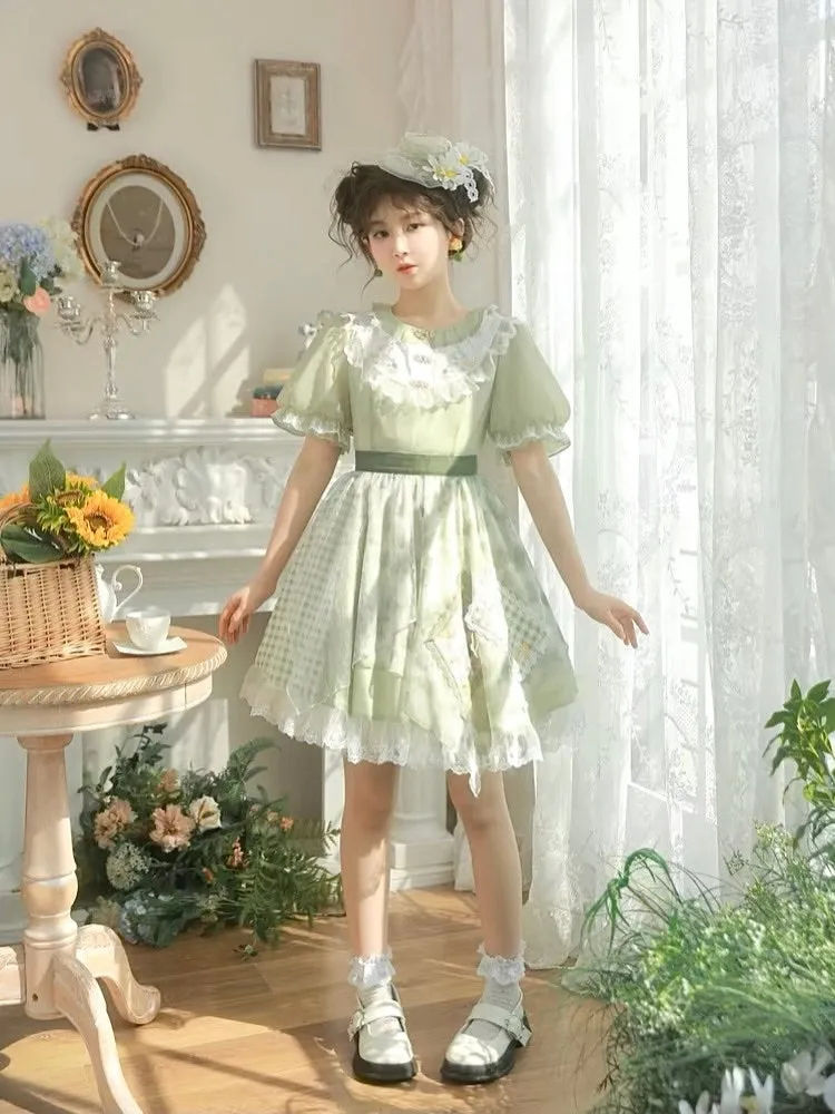 Forest Prince Mint Pastoral Lace Floral Doll Dress