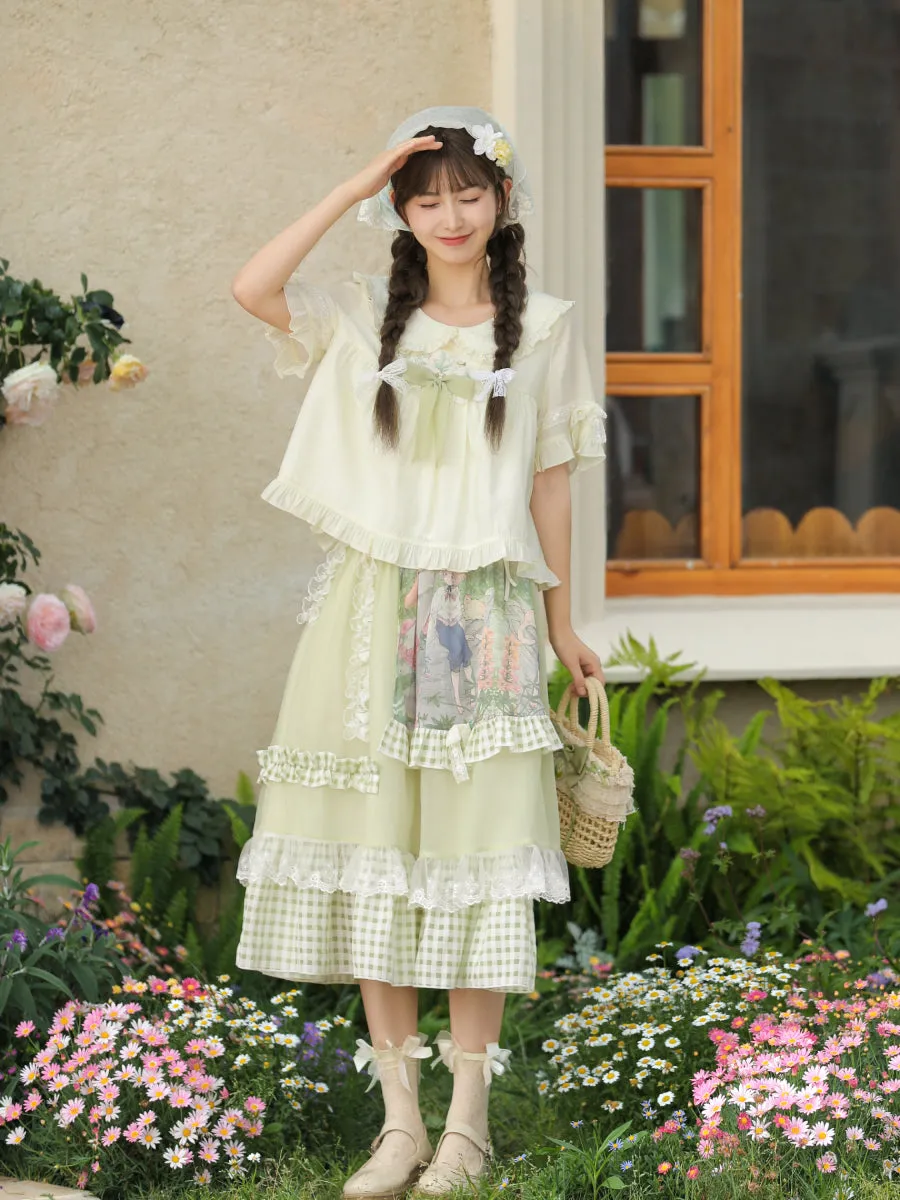 Forest Prince Pastoral Gingham Lace Skirt
