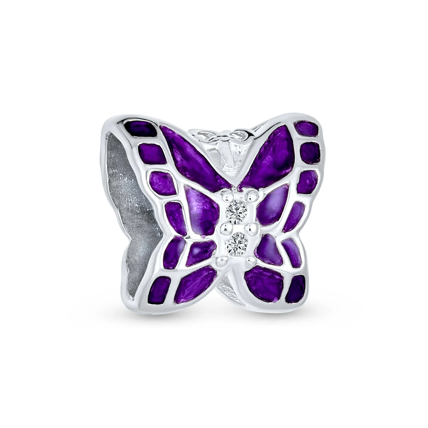 Garden Insect Spring CZ Butterfly Charm Imitation Amethyst .925 Silver