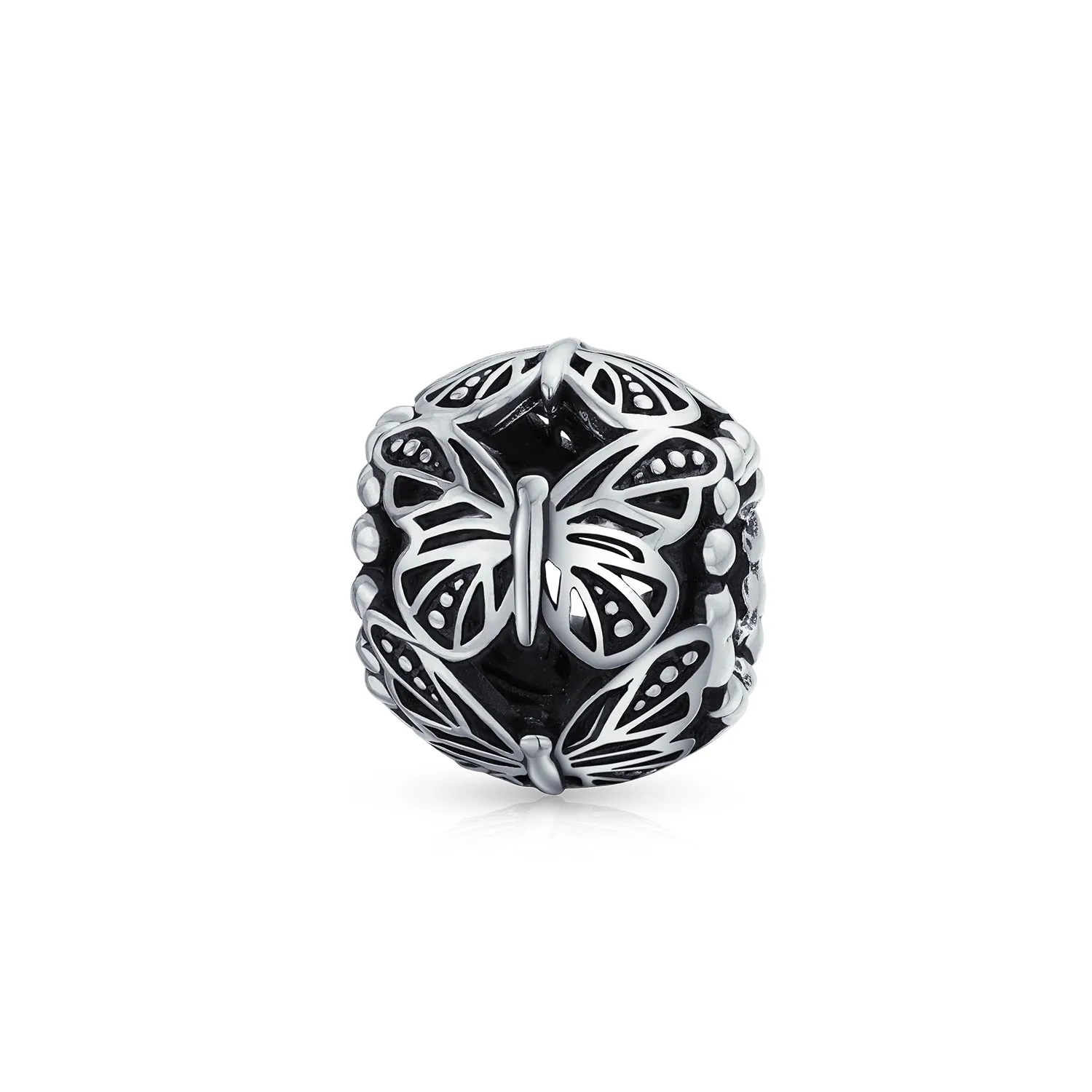 Garden Insect Spring CZ Butterfly Charm Imitation Amethyst .925 Silver