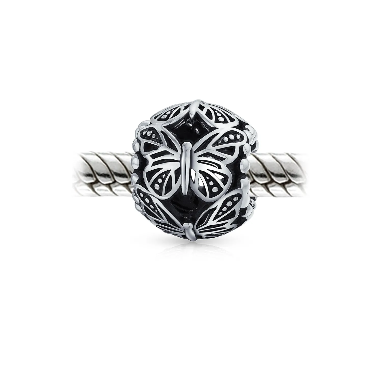 Garden Insect Spring CZ Butterfly Charm Imitation Amethyst .925 Silver