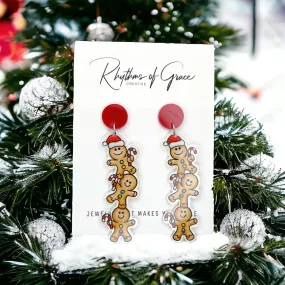 Gingerbread Men Earrings - Christmas Earrings, Gingerbread Earrings, Christmas Jewelry, Christmas Jewelry, Handmade Earrings