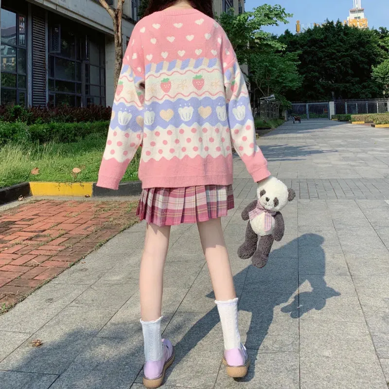 Kawaii Pink Strawberry Harajuku Sweater