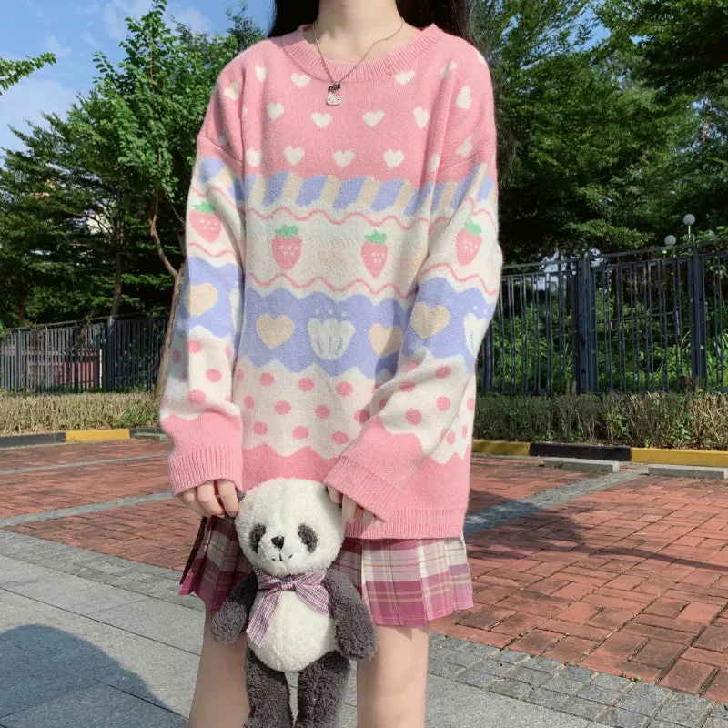 Kawaii Pink Strawberry Harajuku Sweater