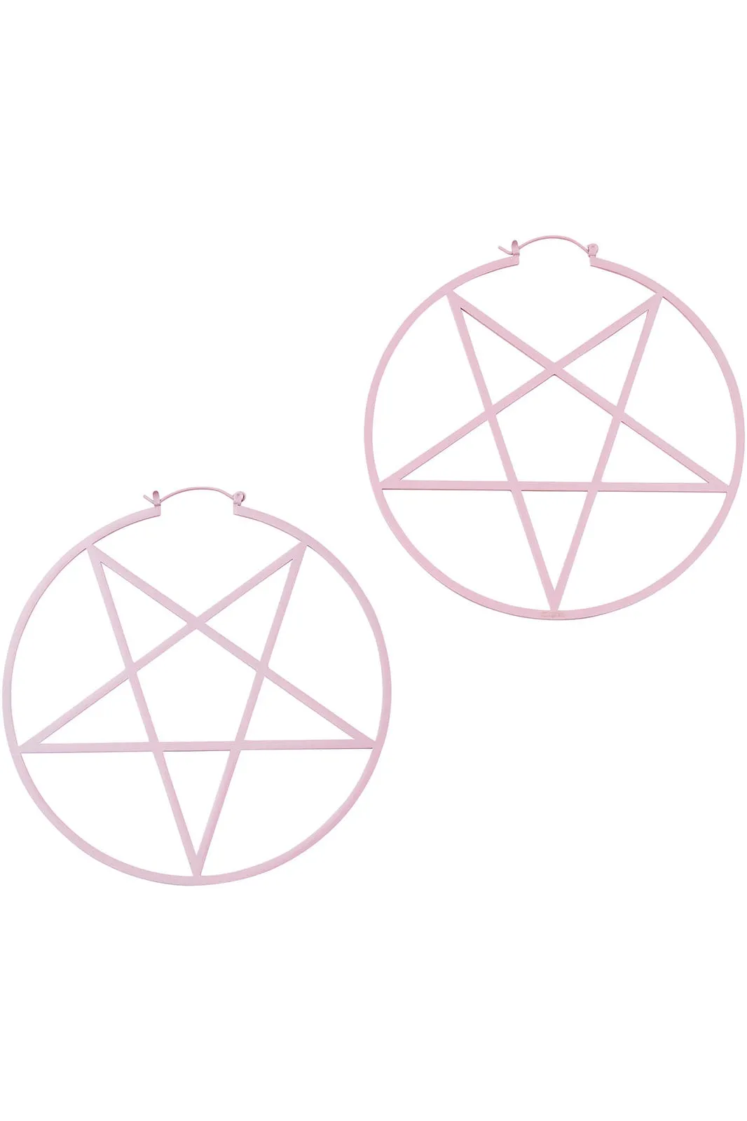 Killstar Pentagram Hoop Earrings in Light Pink