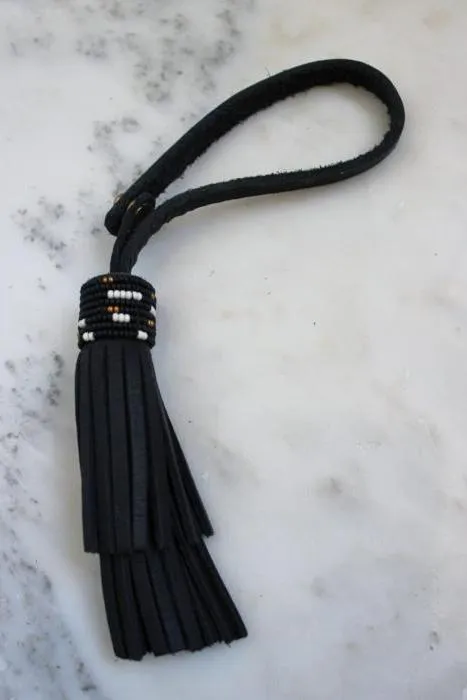 Leather Beaded Tassel Key Chain