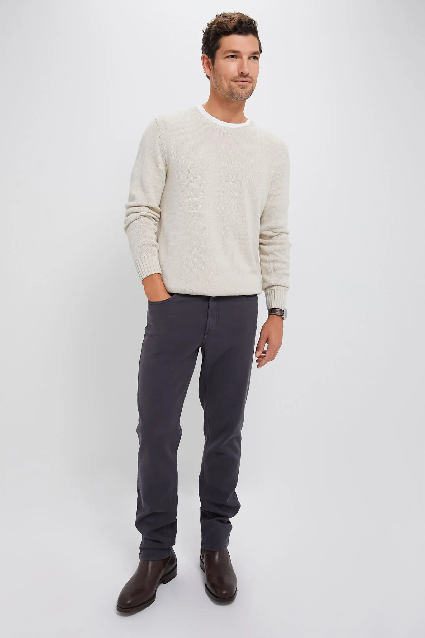 Light Tan All Season Linen Crewneck