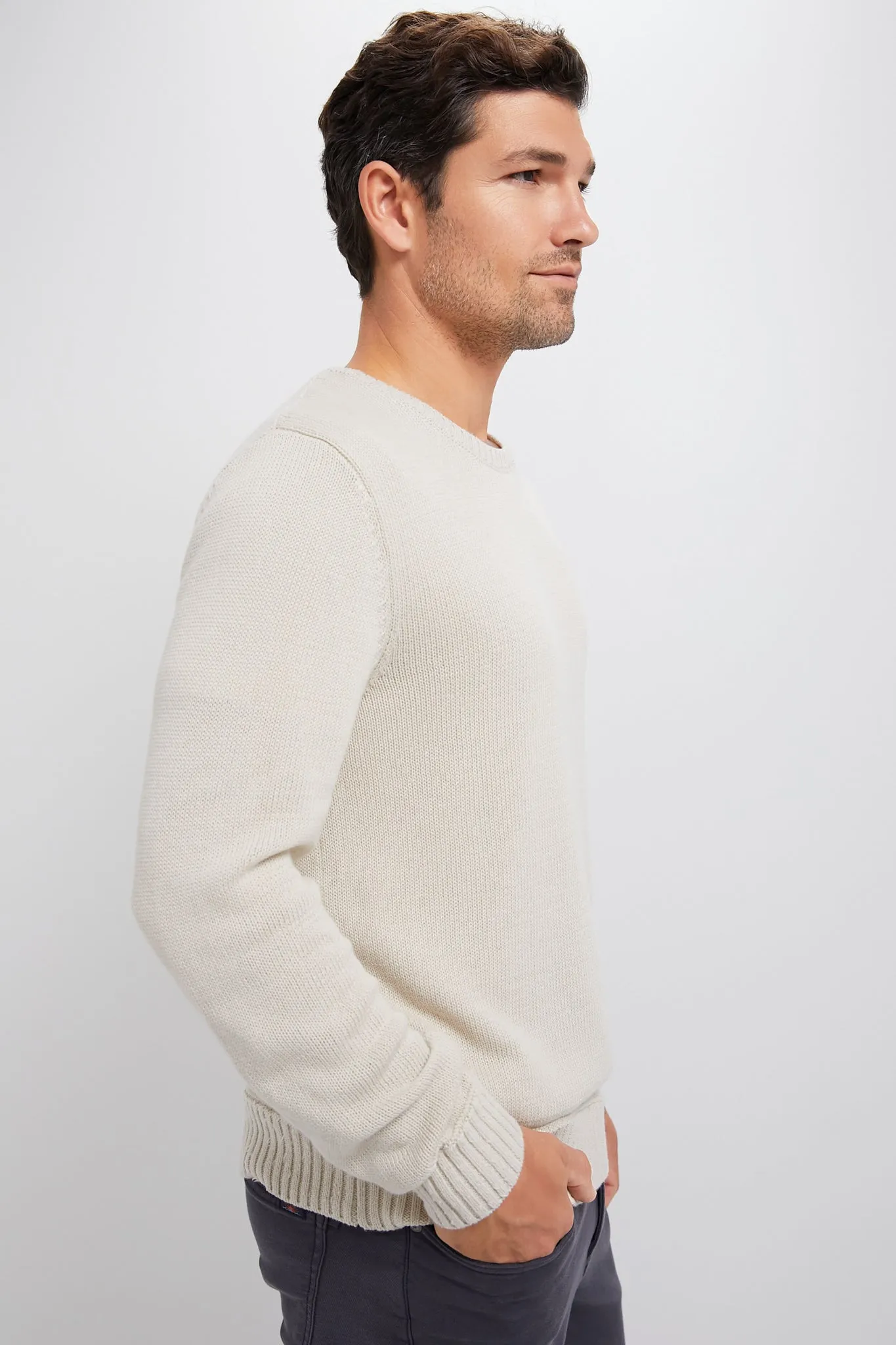 Light Tan All Season Linen Crewneck