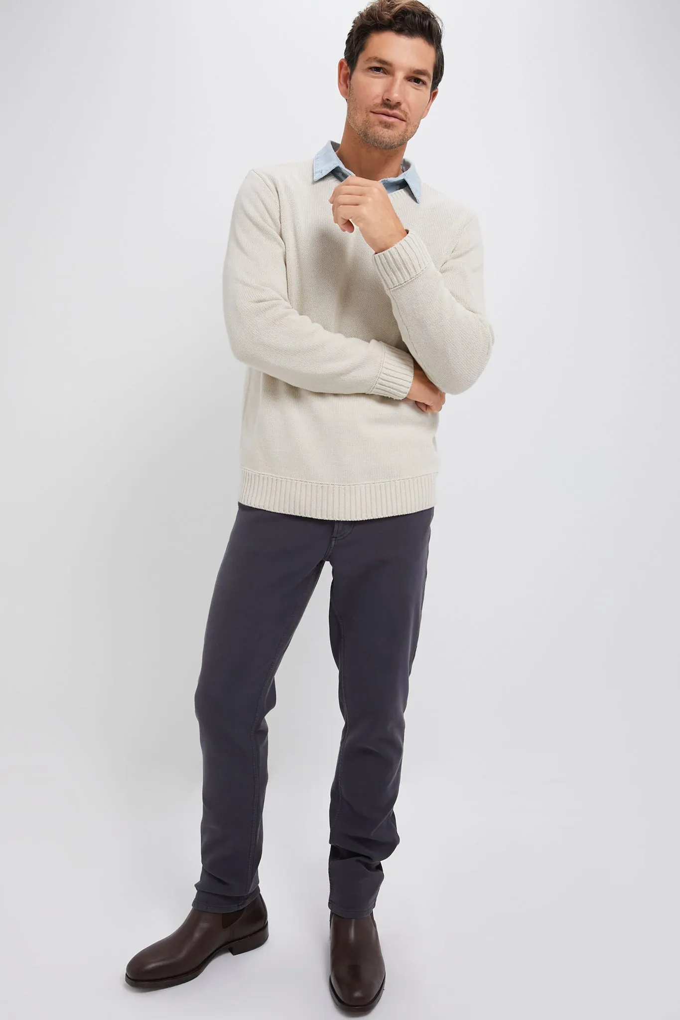 Light Tan All Season Linen Crewneck