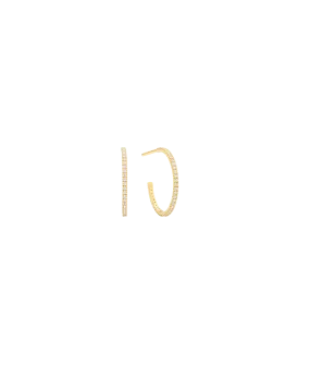 Medium Open Paved Hoops - 14K Yellow Gold