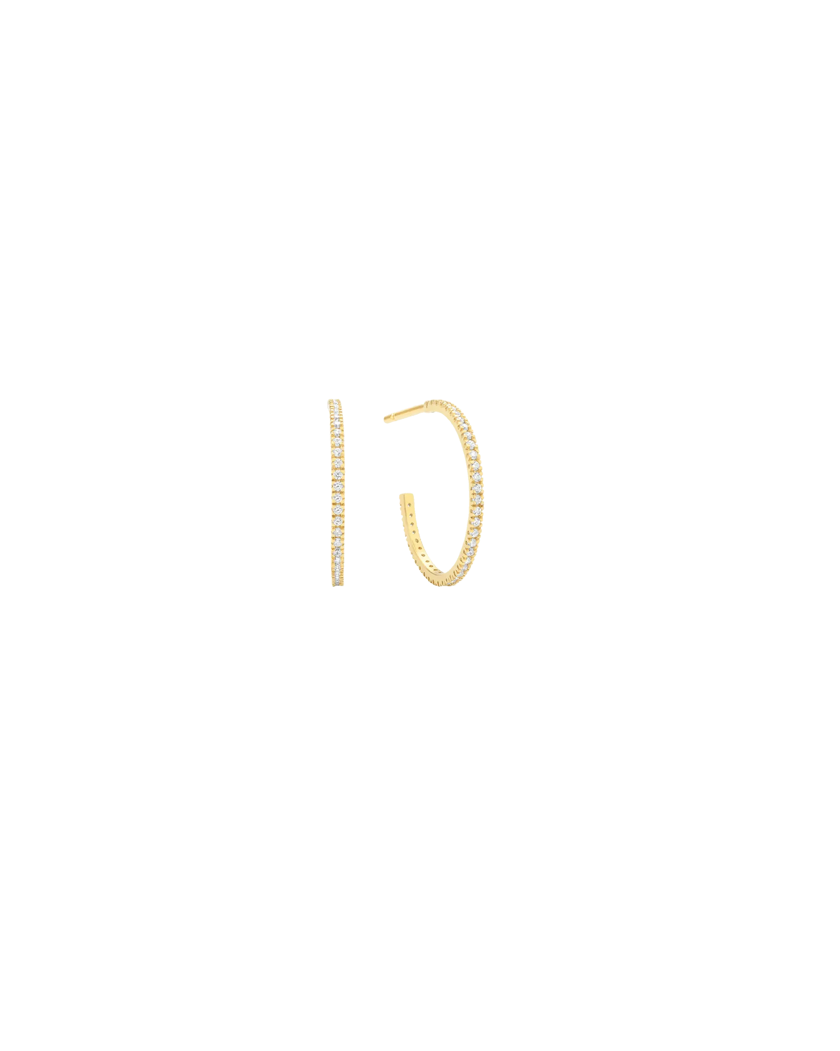 Medium Open Paved Hoops - 14K Yellow Gold