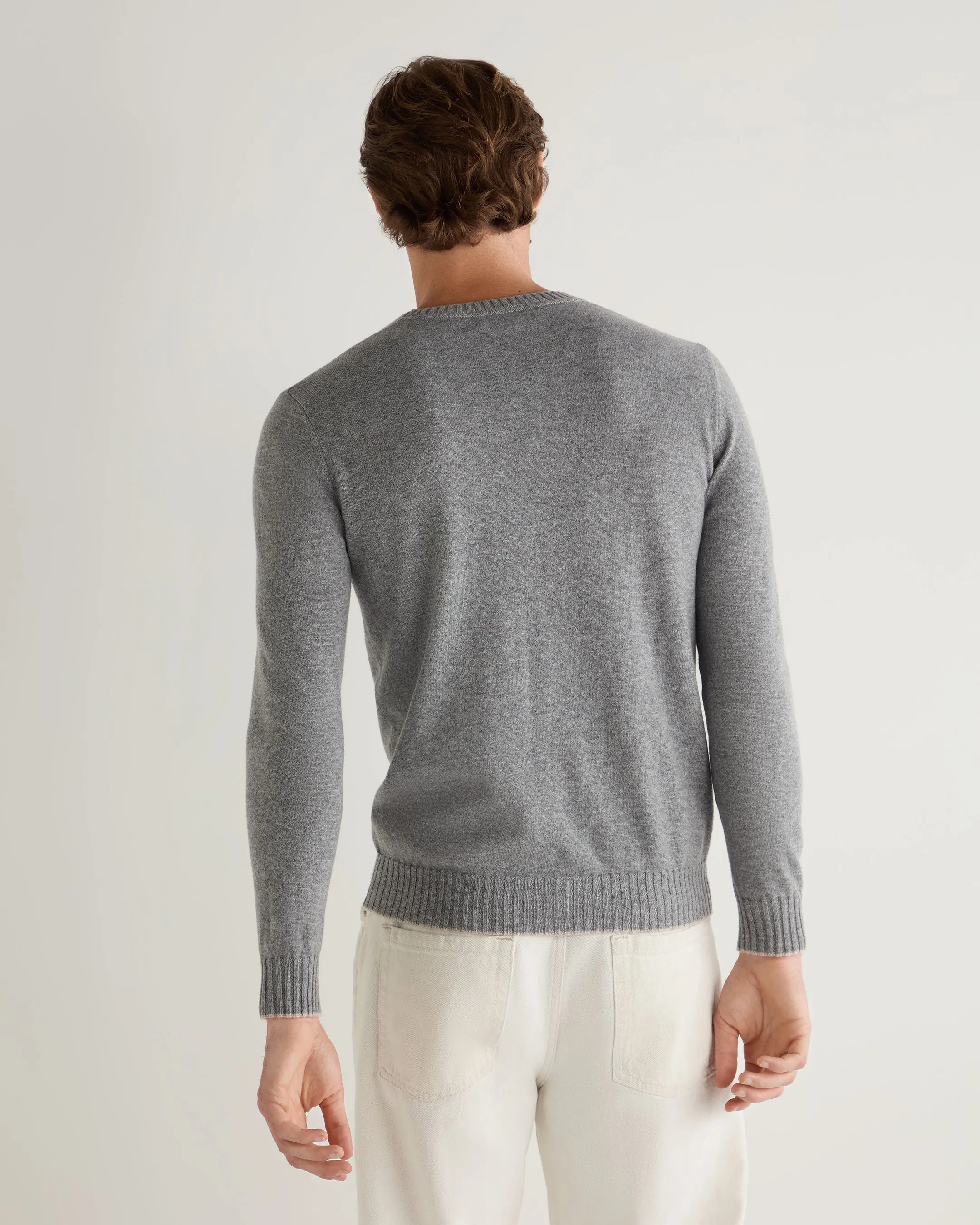 Men's Shoreditch Round Neck Cashmere Sweater Flannel Grey
