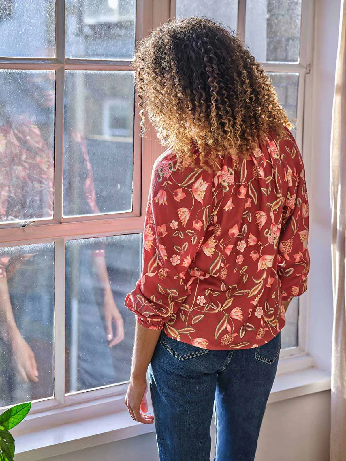 Octavia Tencel™ Crepe Blouse - Cranberry Red