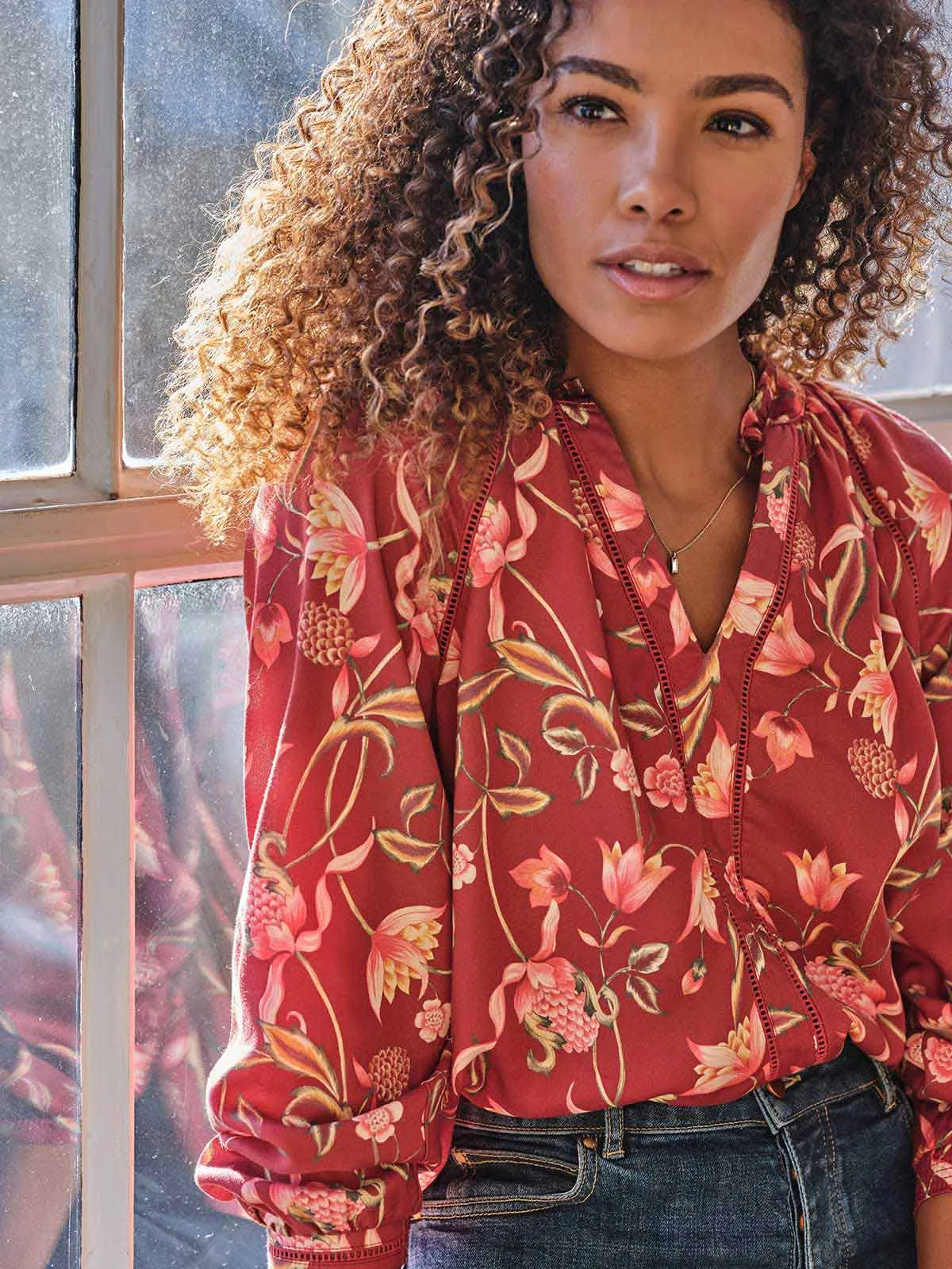 Octavia Tencel™ Crepe Blouse - Cranberry Red