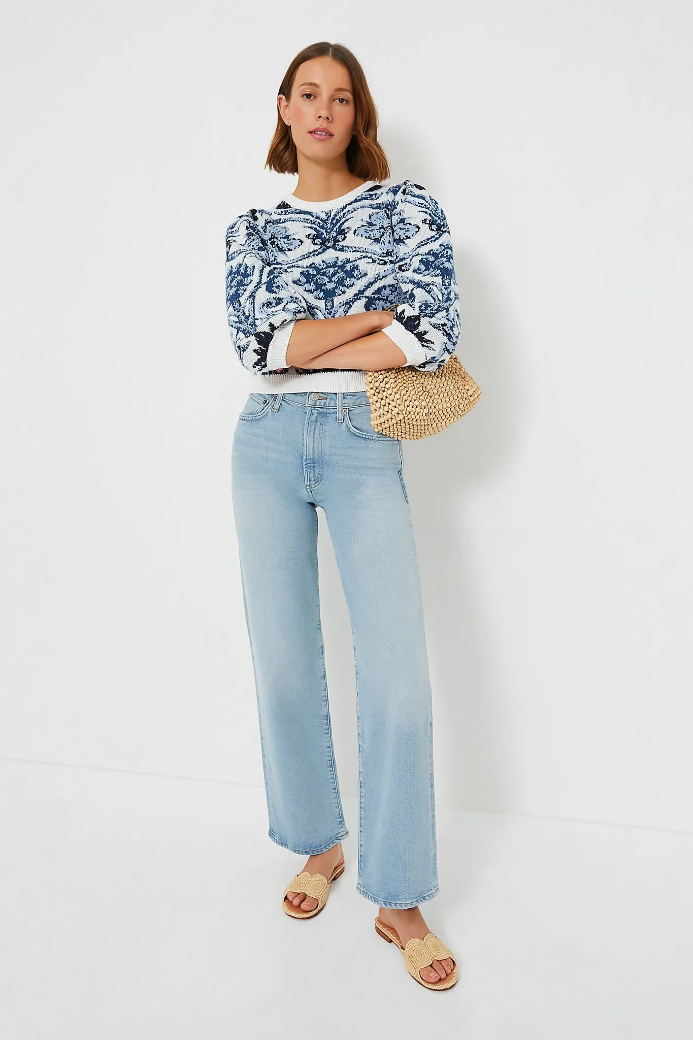Off White Blue Knit Lydia Top