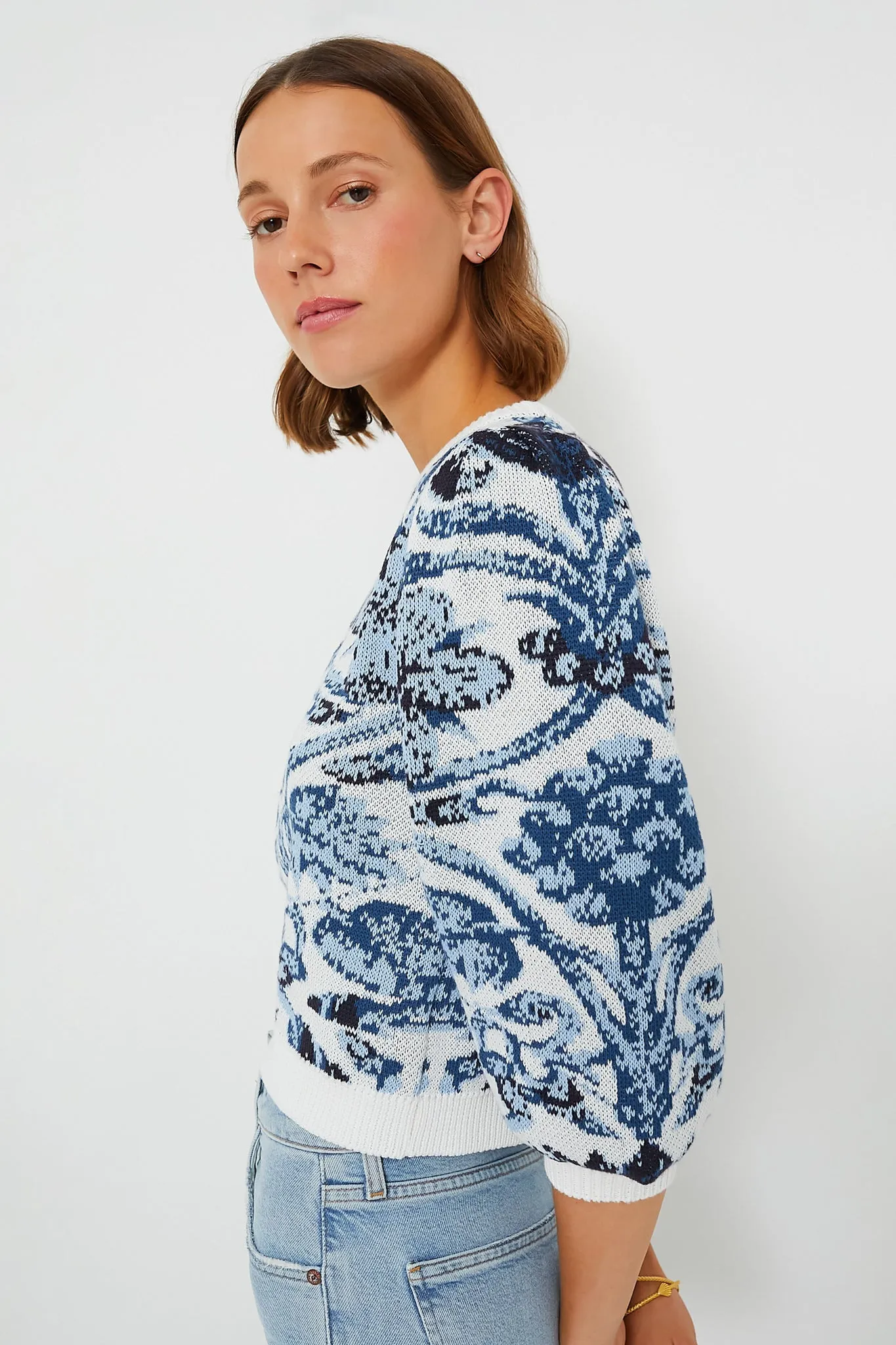 Off White Blue Knit Lydia Top