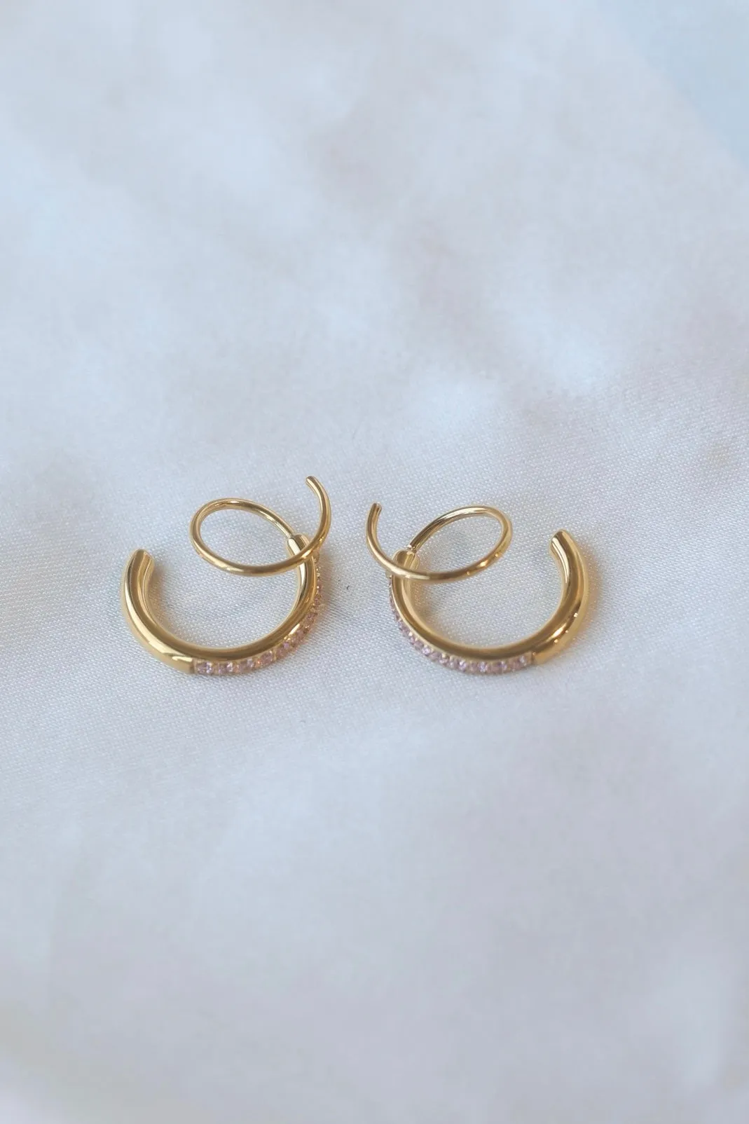 Pink Diamond Double Twist Hoop