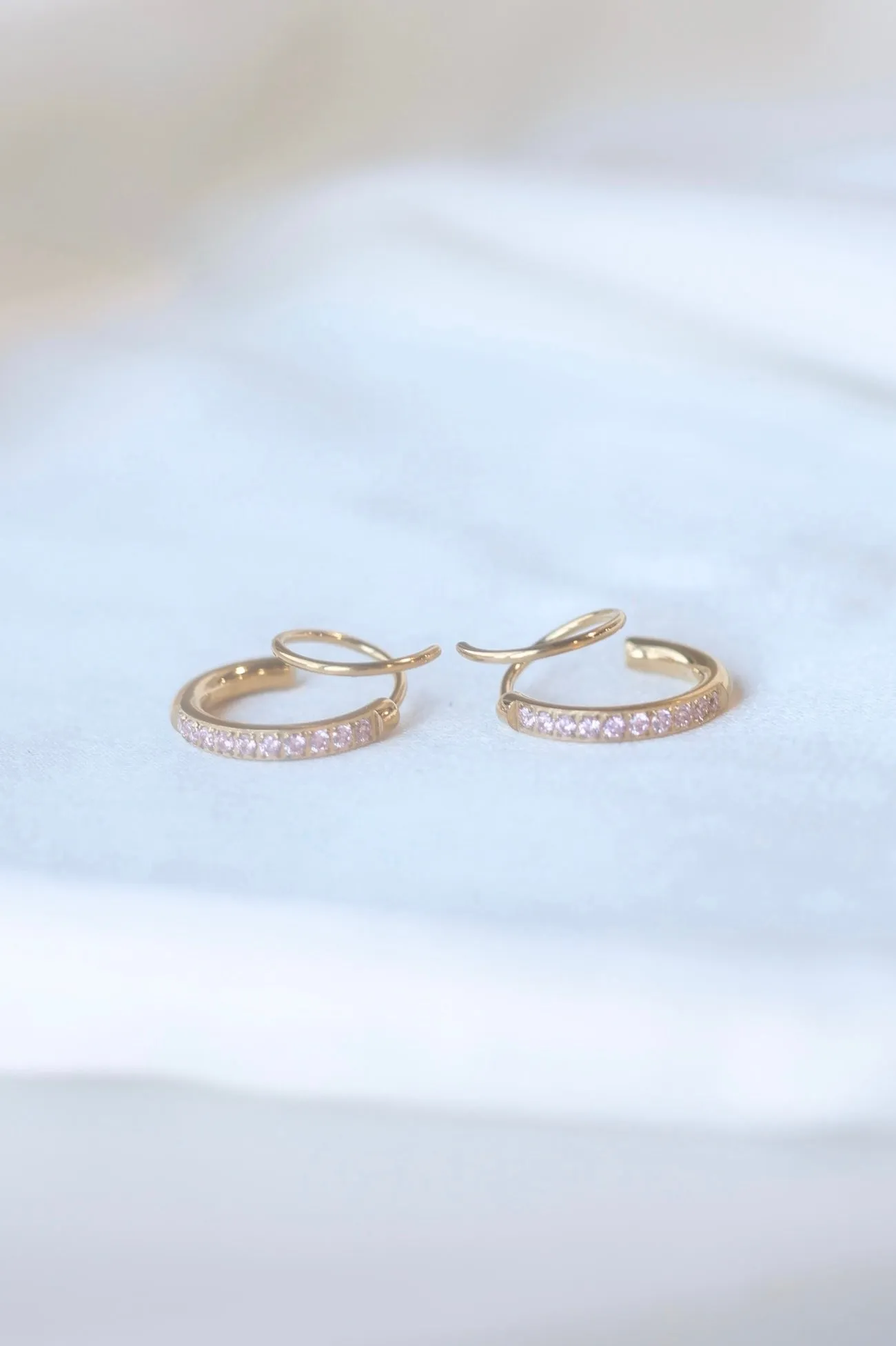 Pink Diamond Double Twist Hoop