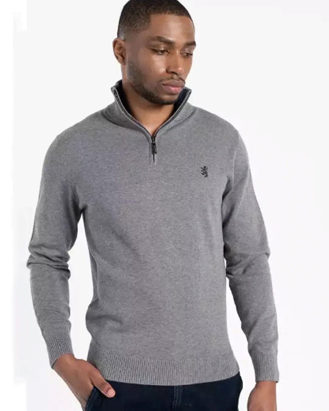 Pringle Men's  Grey 1/4 Zip KnitWear