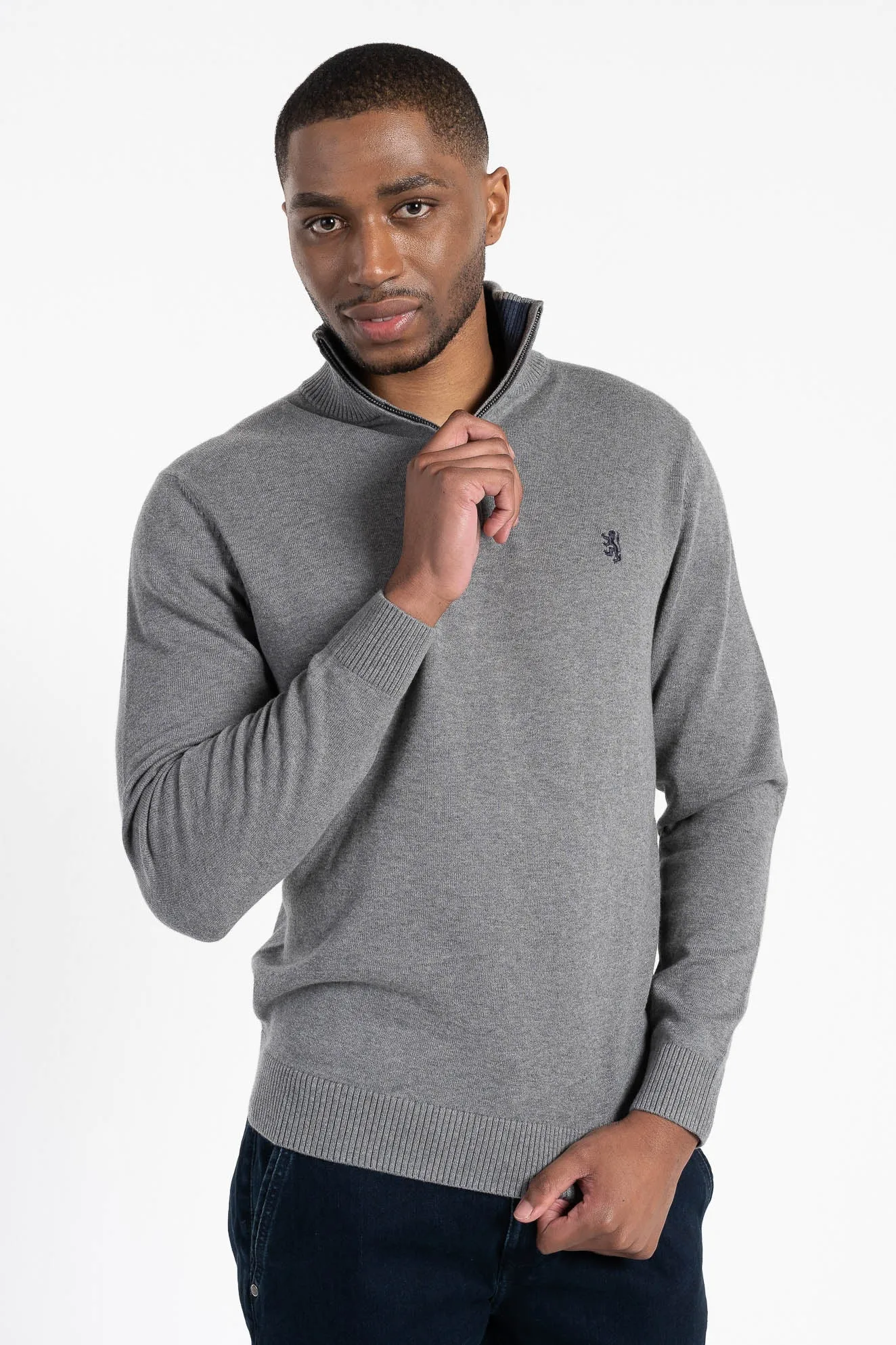 Pringle Men's  Grey 1/4 Zip KnitWear