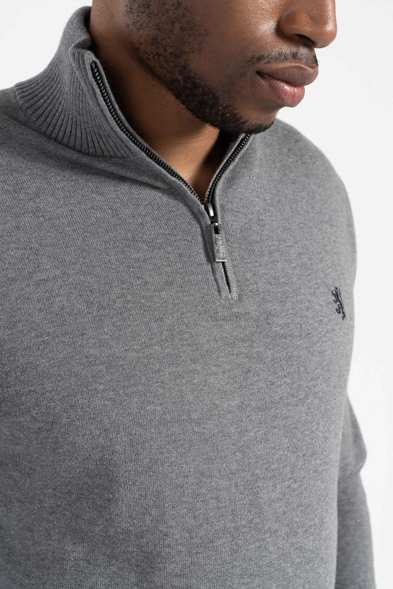Pringle Men's  Grey 1/4 Zip KnitWear