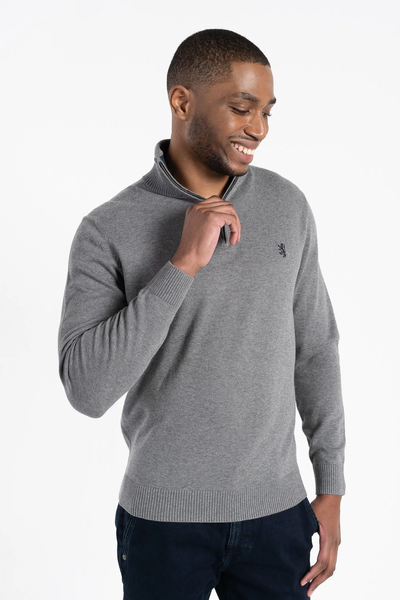 Pringle Men's  Grey 1/4 Zip KnitWear