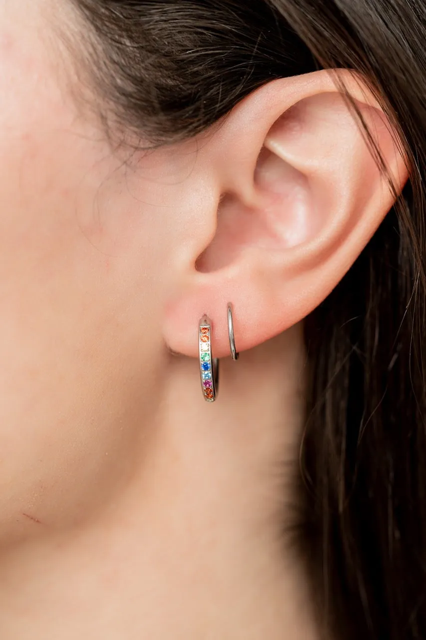 Rainbow Diamond Double Twist Hoop