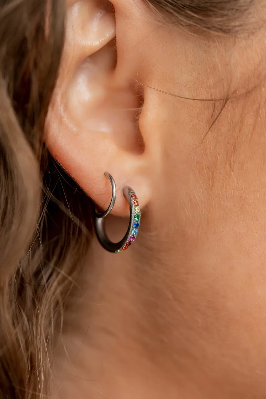 Rainbow Diamond Double Twist Hoop