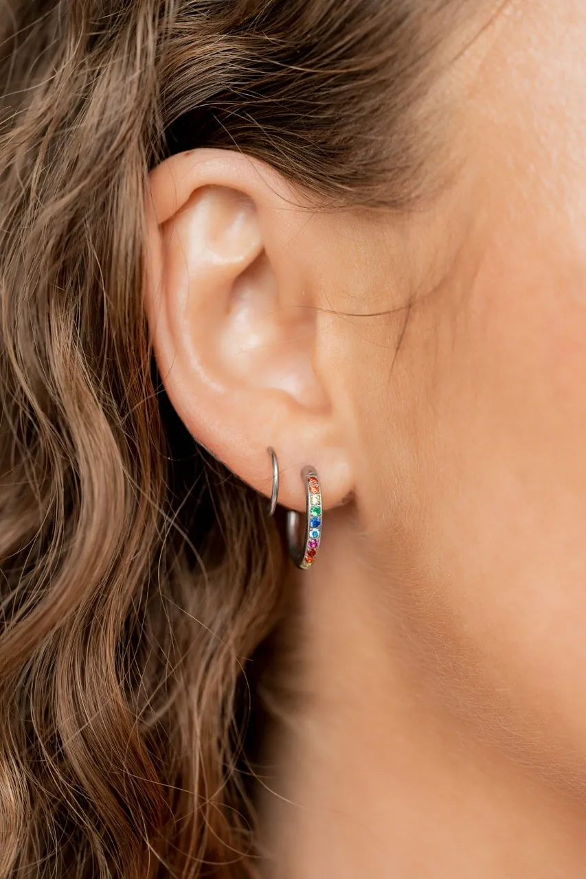 Rainbow Diamond Double Twist Hoop