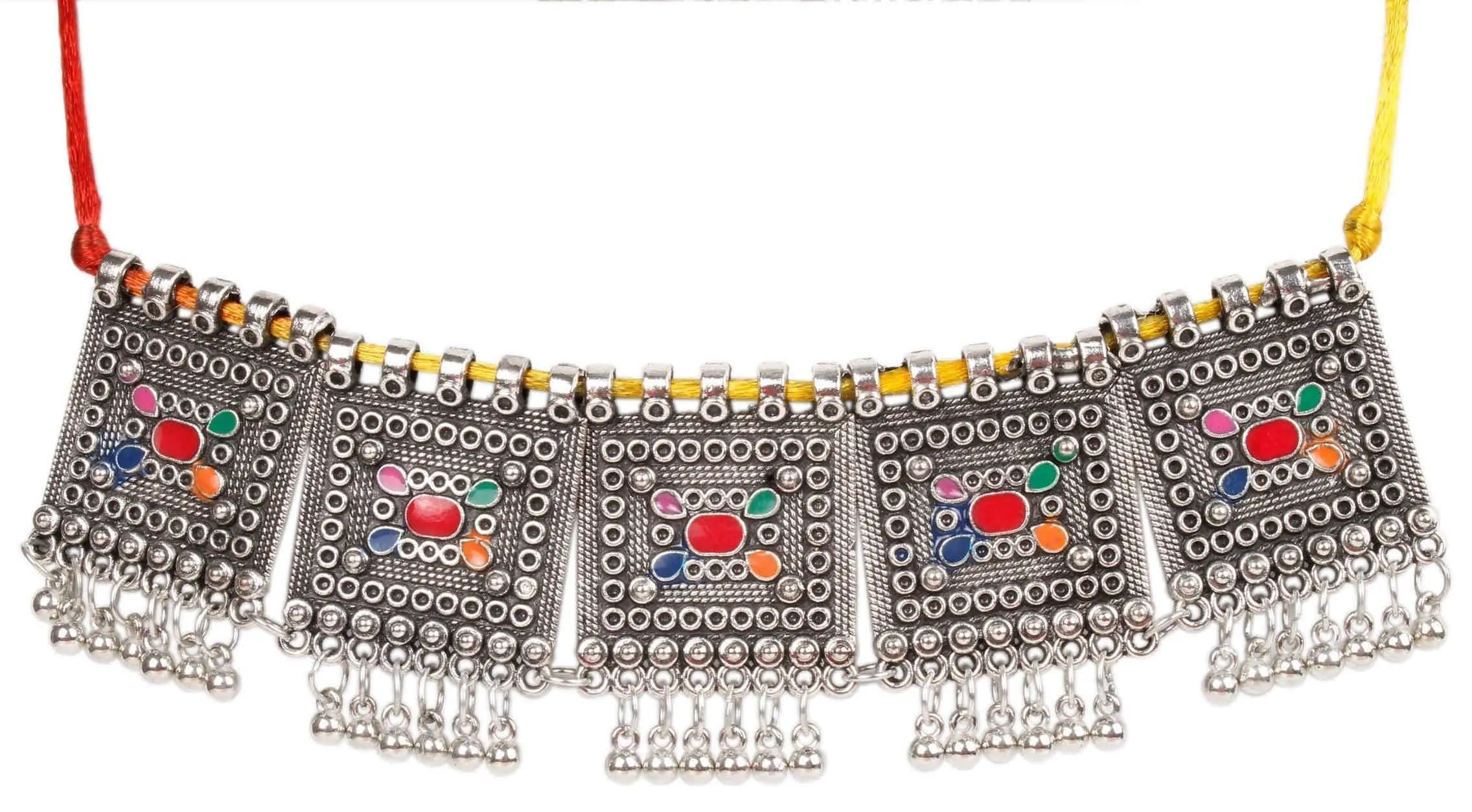 Retro Kashmiri Style Metal Imitation Fashion Oxidised Necklace with matching Earrings for Girls and Ladies