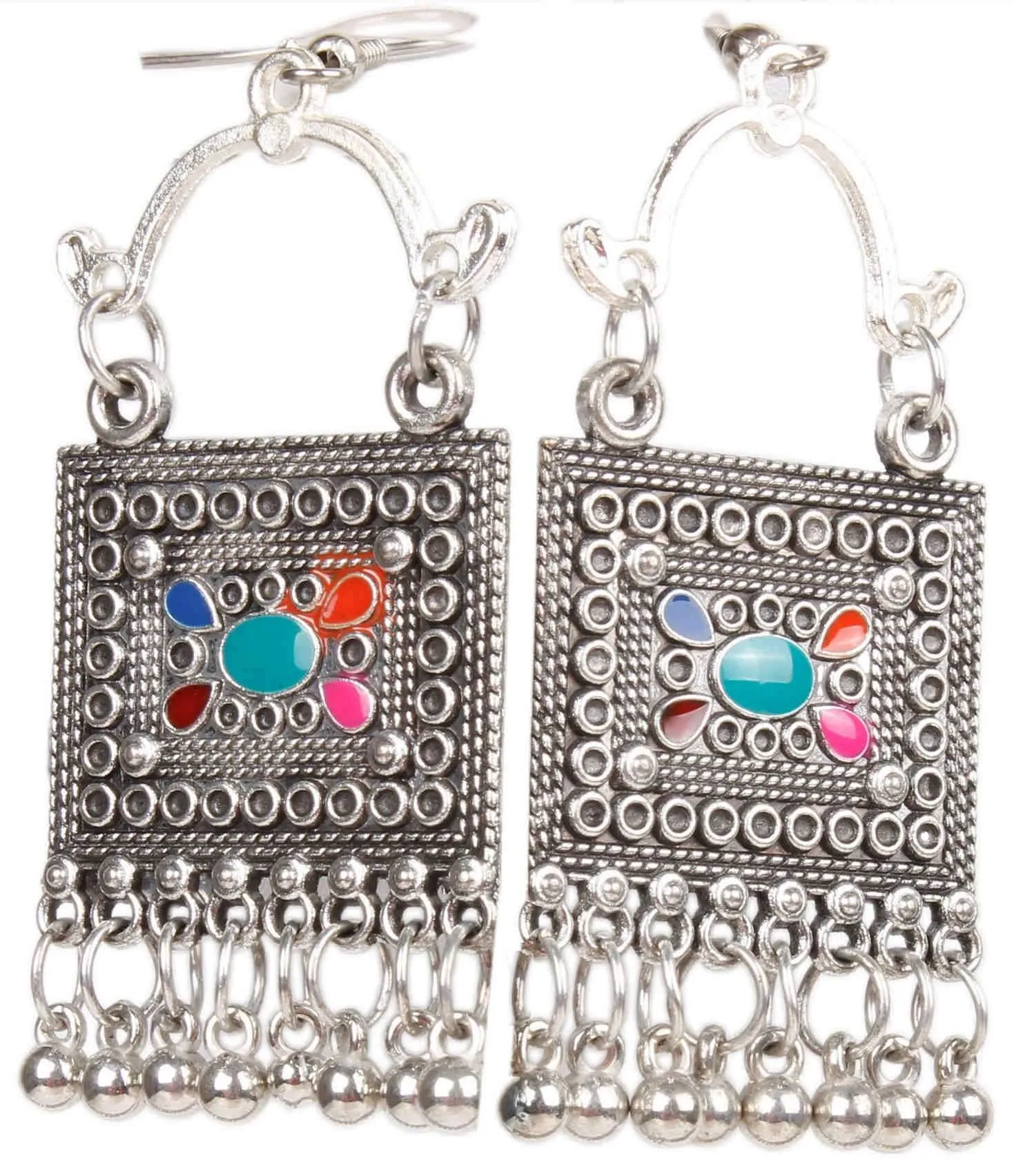 Retro Kashmiri Style Metal Imitation Fashion Oxidised Necklace with matching Earrings for Girls and Ladies