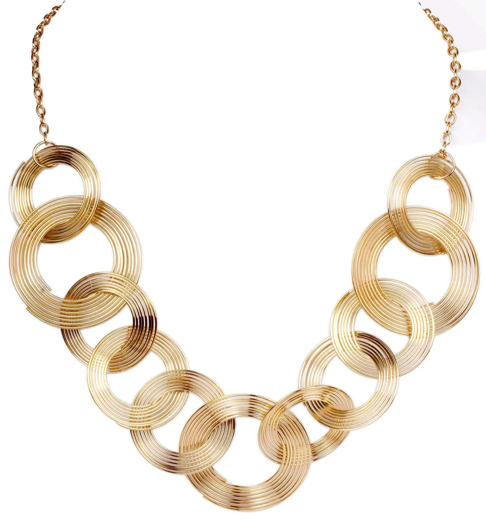 Retro Style Loop wire Ring design Metal Imitation Fashion Oxidised Necklace with matching Earrings for Girls and Ladies