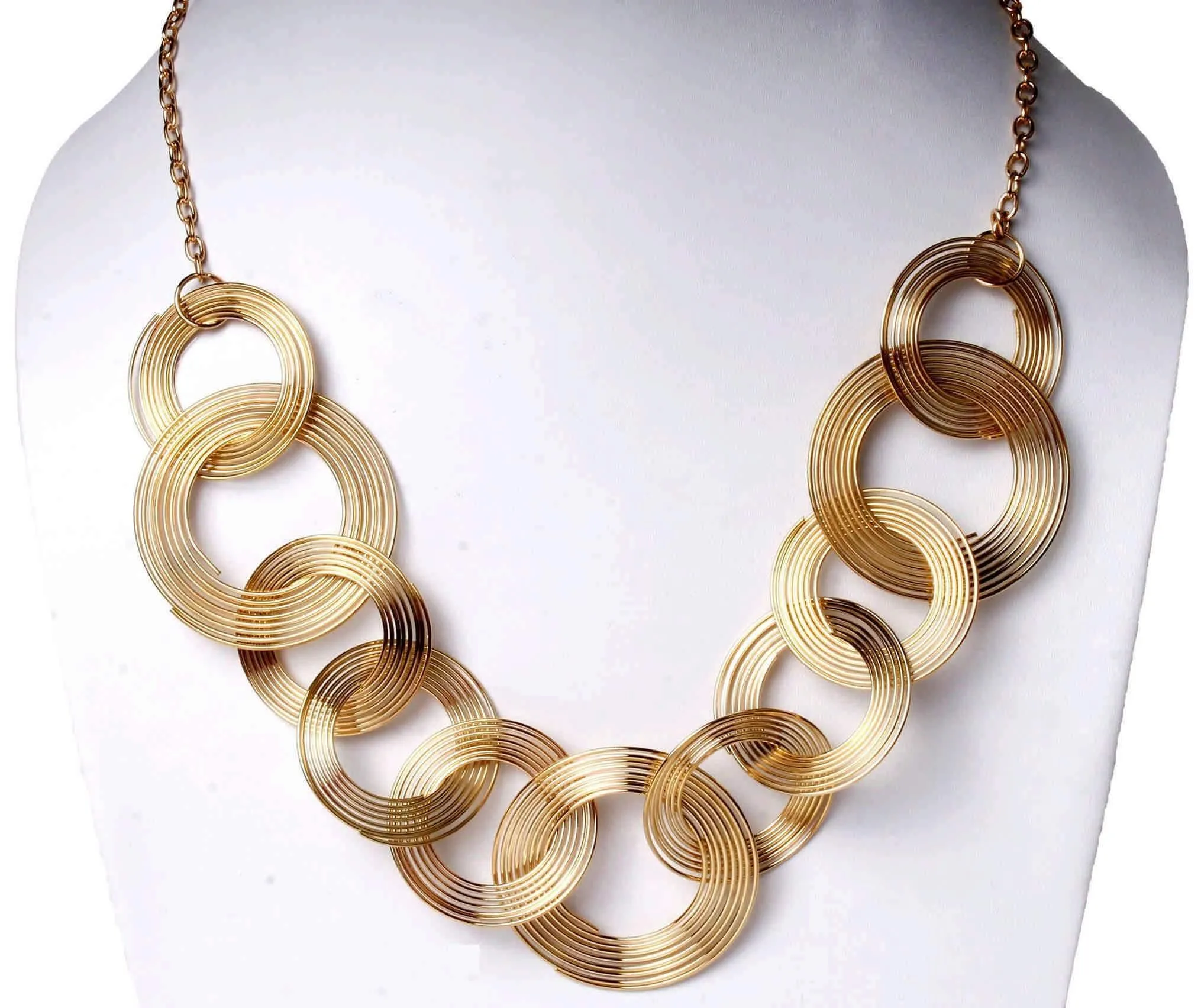 Retro Style Loop wire Ring design Metal Imitation Fashion Oxidised Necklace with matching Earrings for Girls and Ladies