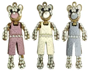 Rhinestone Studded Gold Metal Bear Design Fashion Artificial Imitation Pendant for Kids and Girls