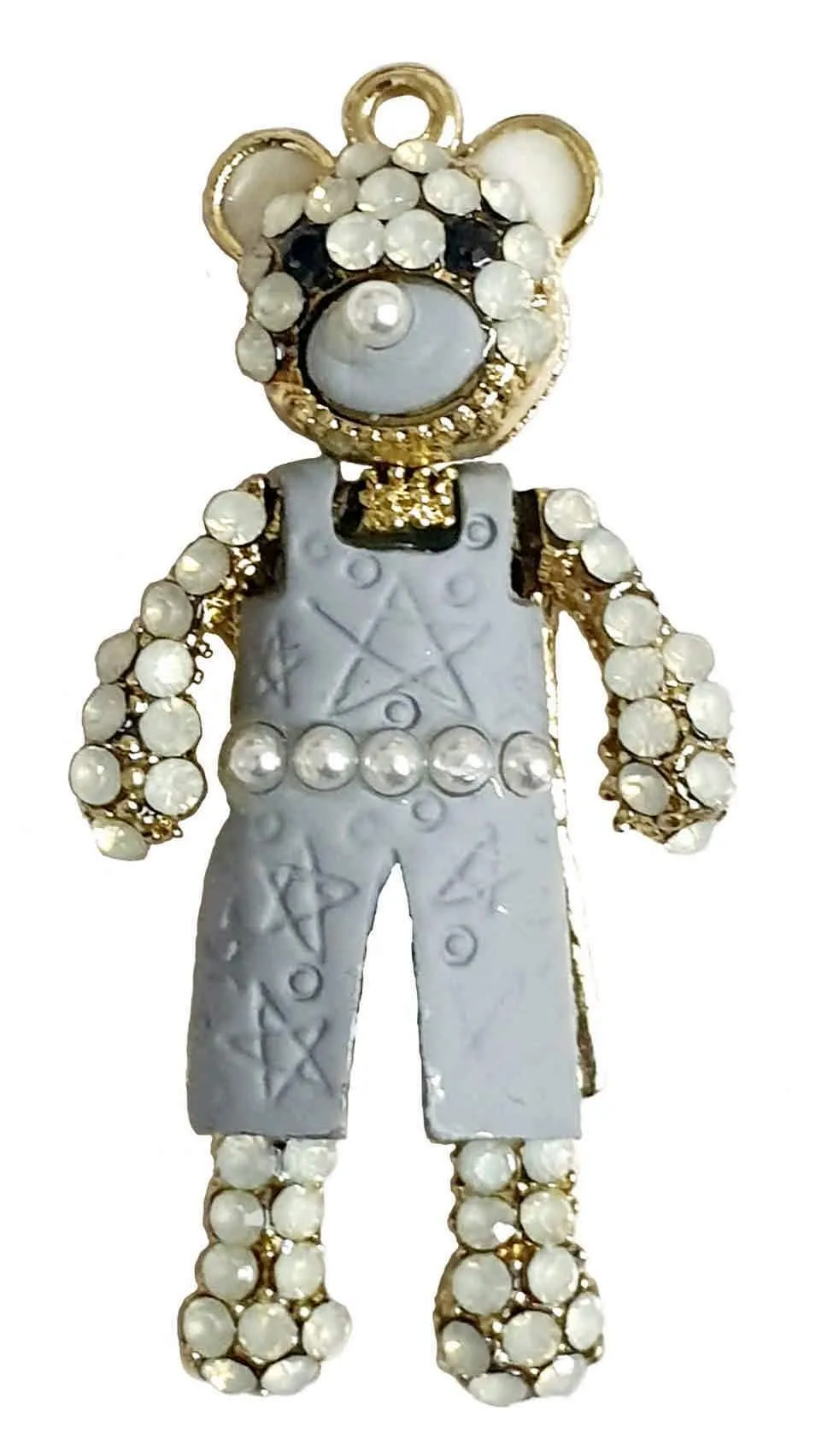 Rhinestone Studded Gold Metal Bear Design Fashion Artificial Imitation Pendant for Kids and Girls